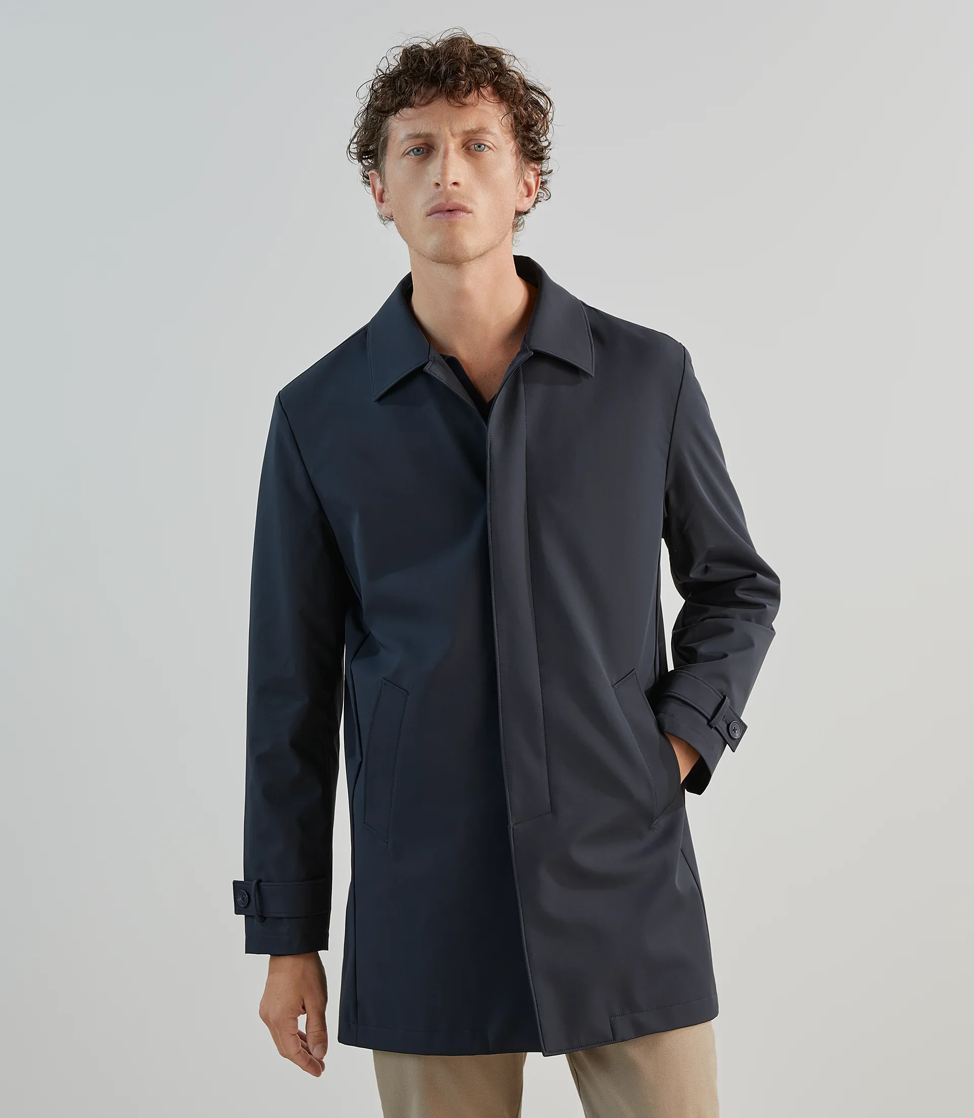 Manteau mi-long léger marine