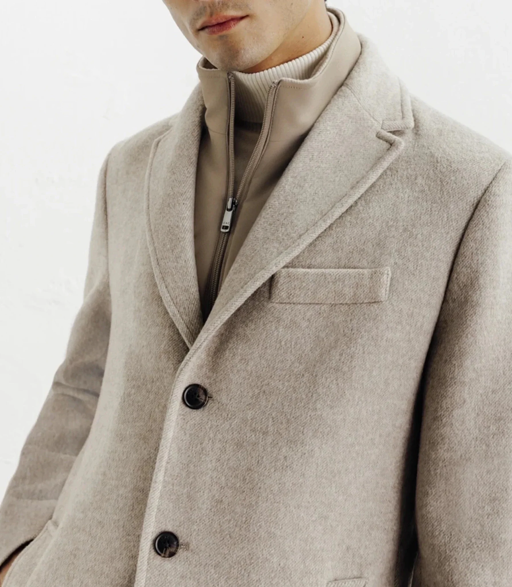 Manteau ville à parmenture amovible beige - Image 2
