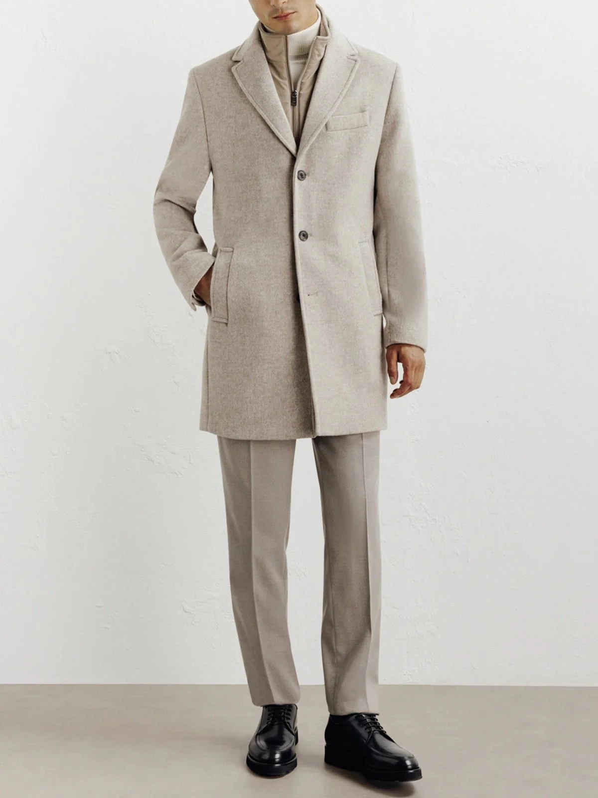 Manteau ville à parmenture amovible beige - Image 3