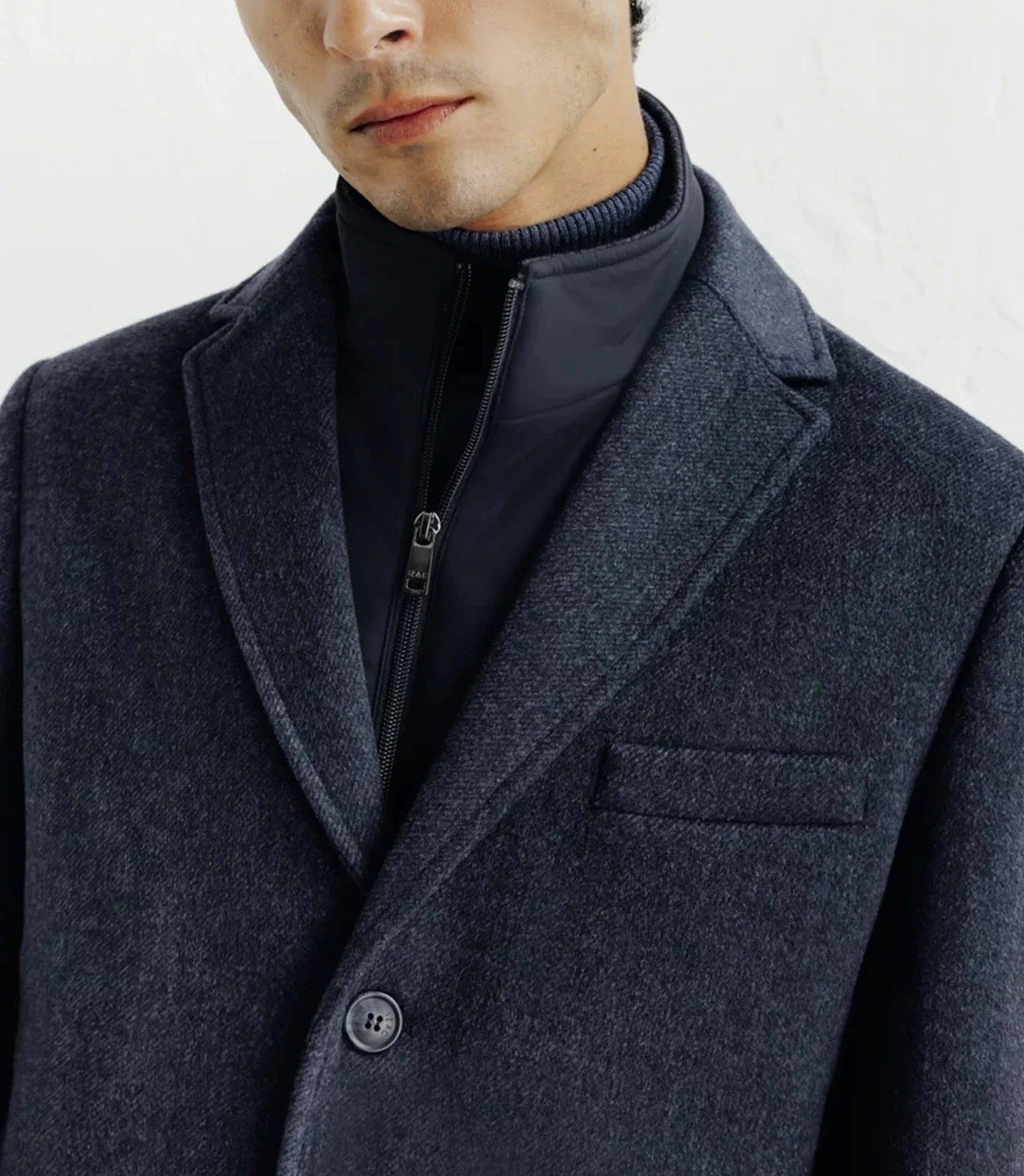 Manteau ville à parmenture amovible bleu denim - Image 2