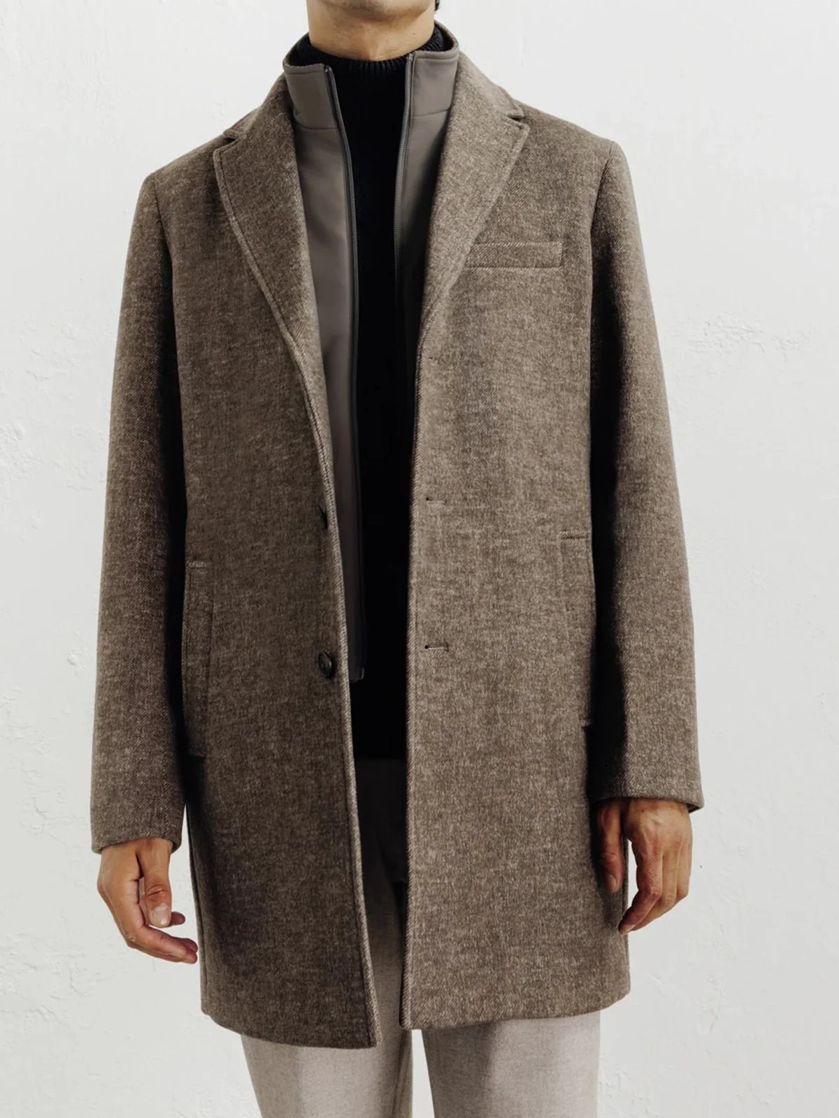 Manteau ville à parmenture amovible châtaigne