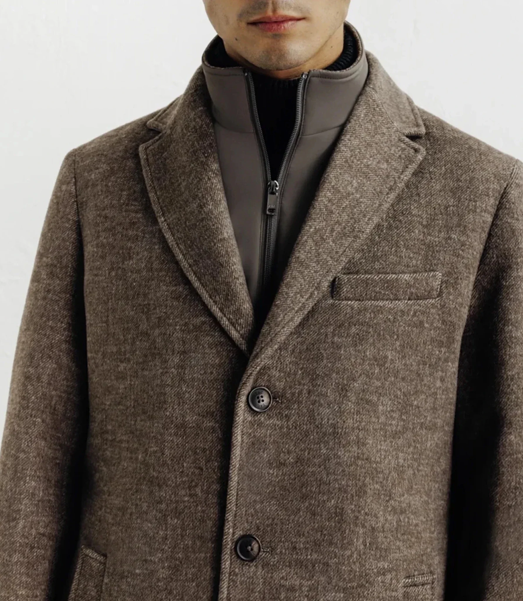 Manteau ville à parmenture amovible châtaigne - Image 2