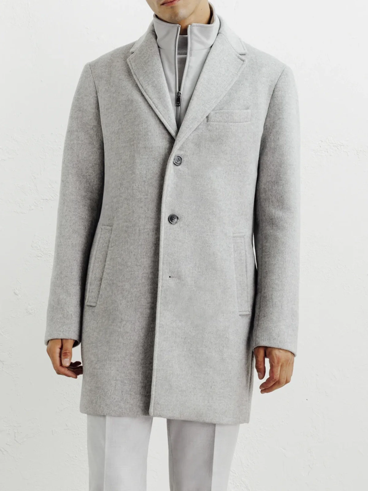 Manteau ville à parmenture amovible gris clair
