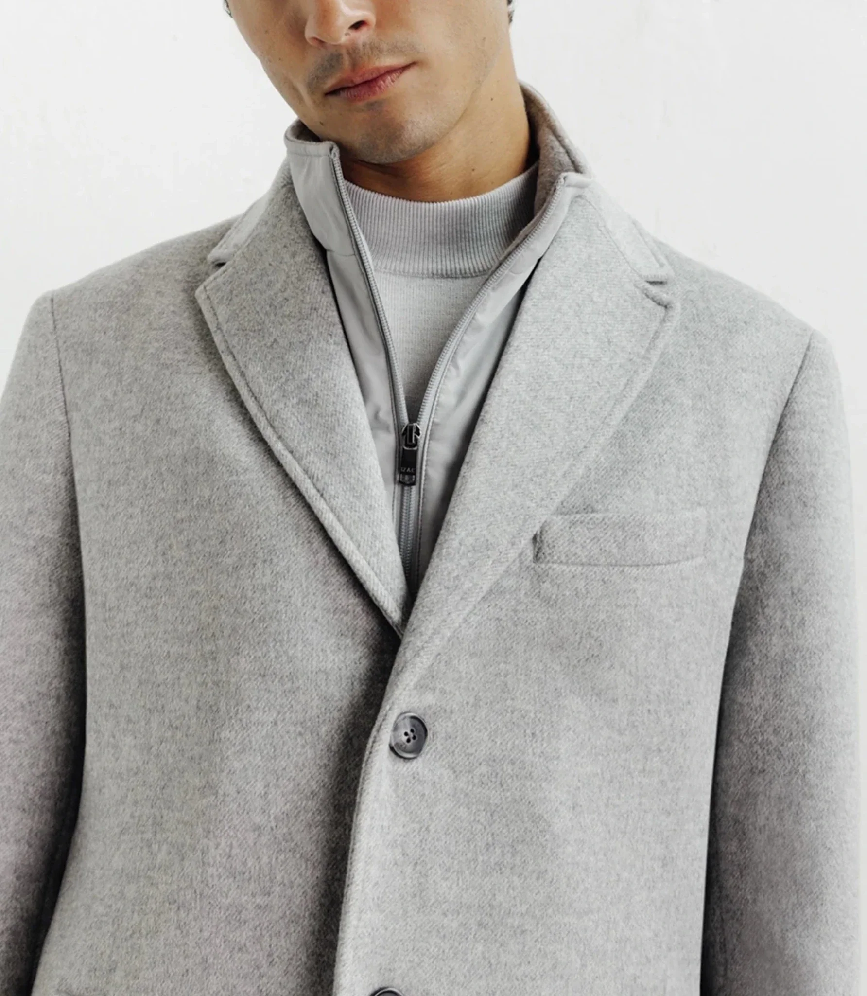 Manteau ville à parmenture amovible gris clair - Image 2