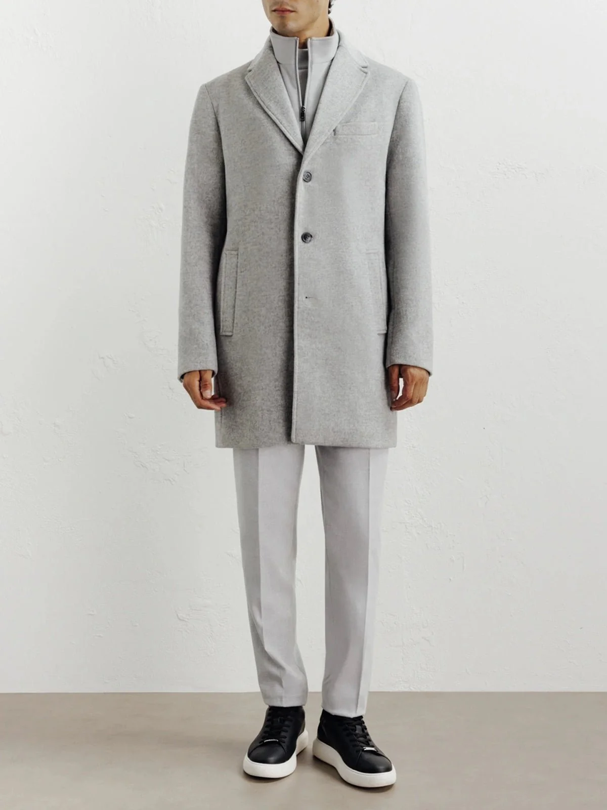 Manteau ville à parmenture amovible gris clair - Image 3