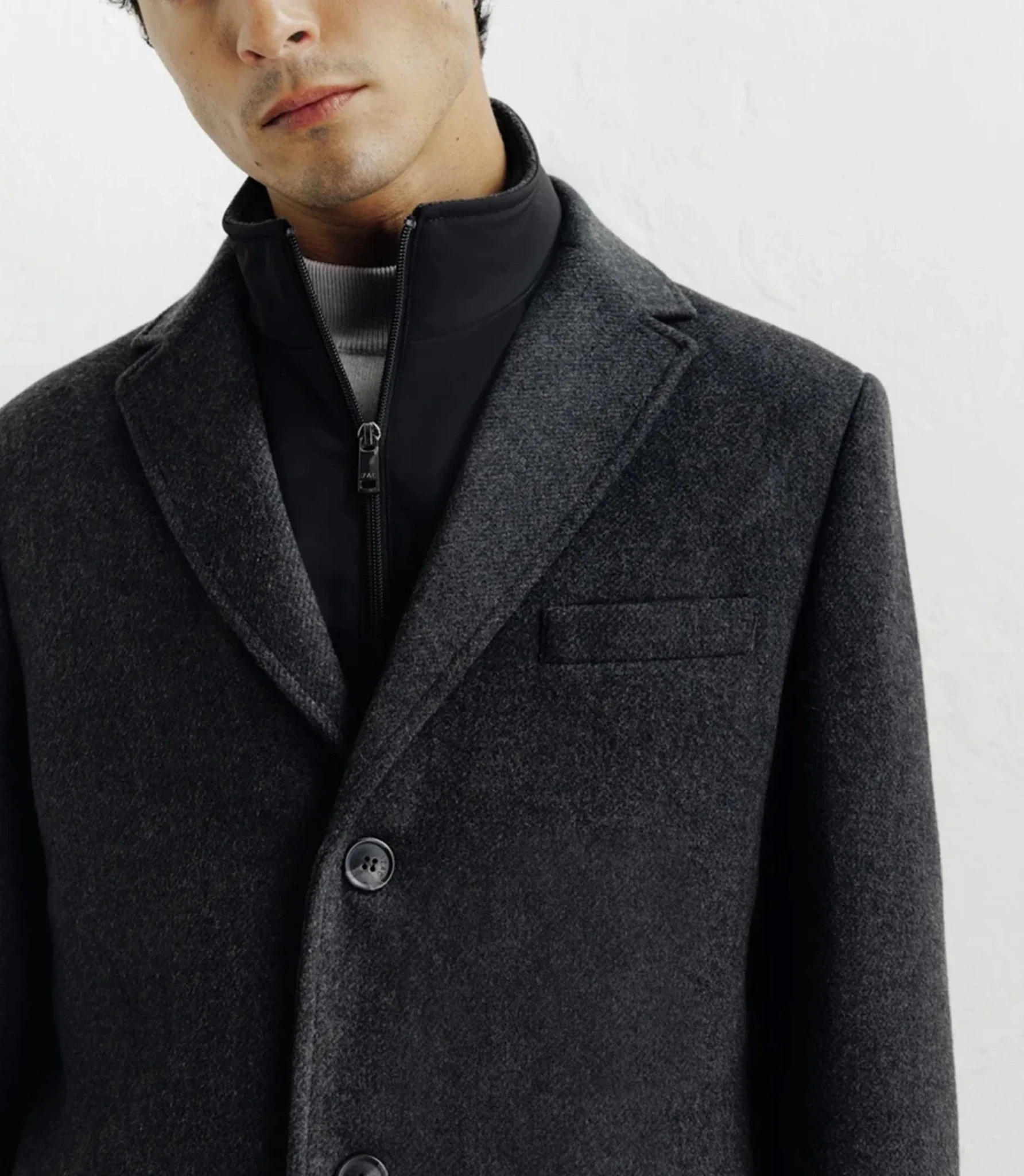 Manteau ville à parmenture amovible gris foncé - Image 2
