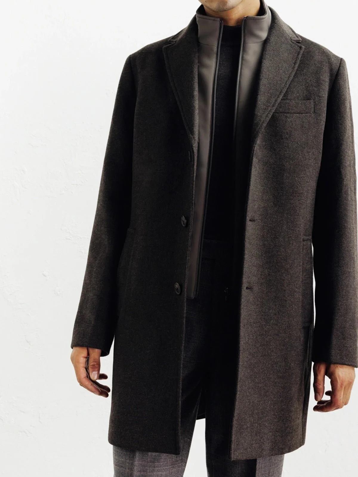 Manteau ville à parmenture amovible marron
