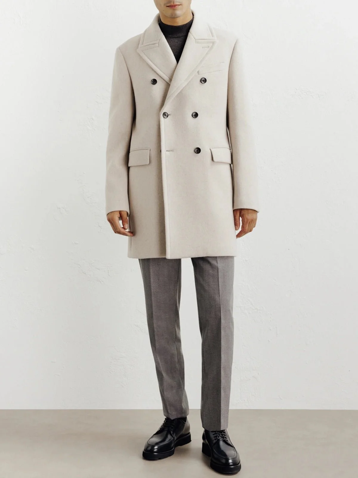 Manteau ville croisé beige - Image 3