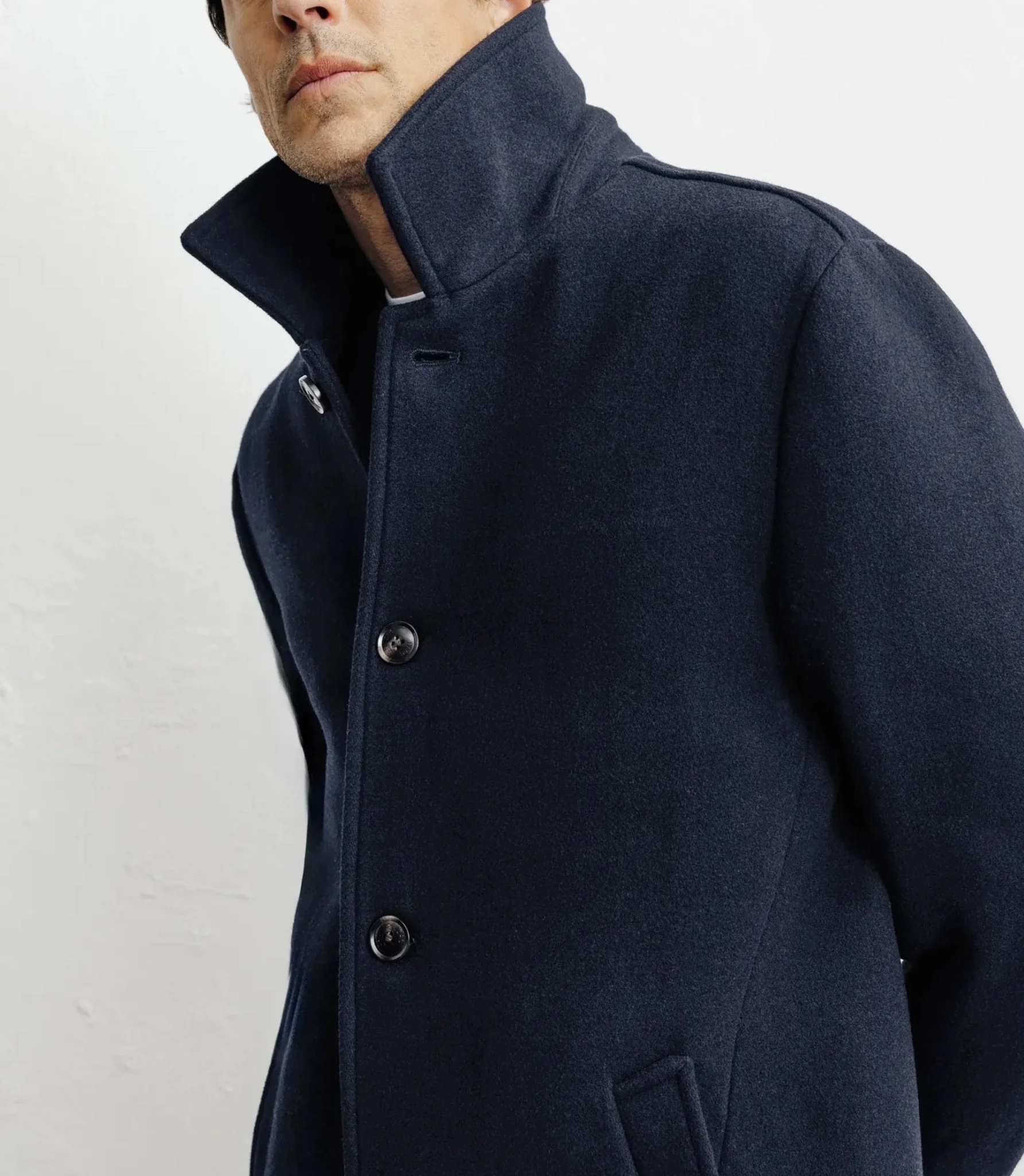Manteau long droit marine - Image 3