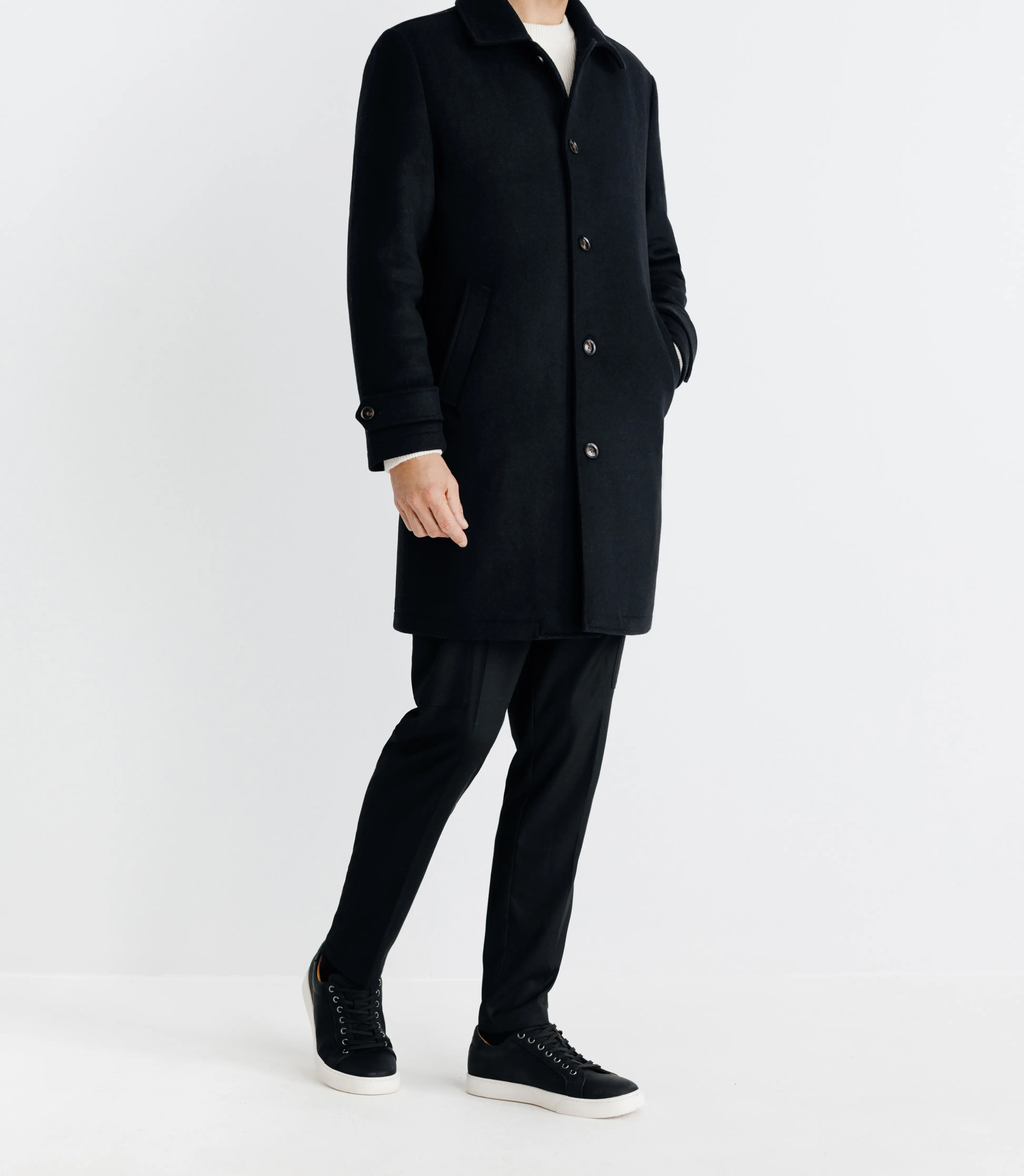 Manteau long droit noir