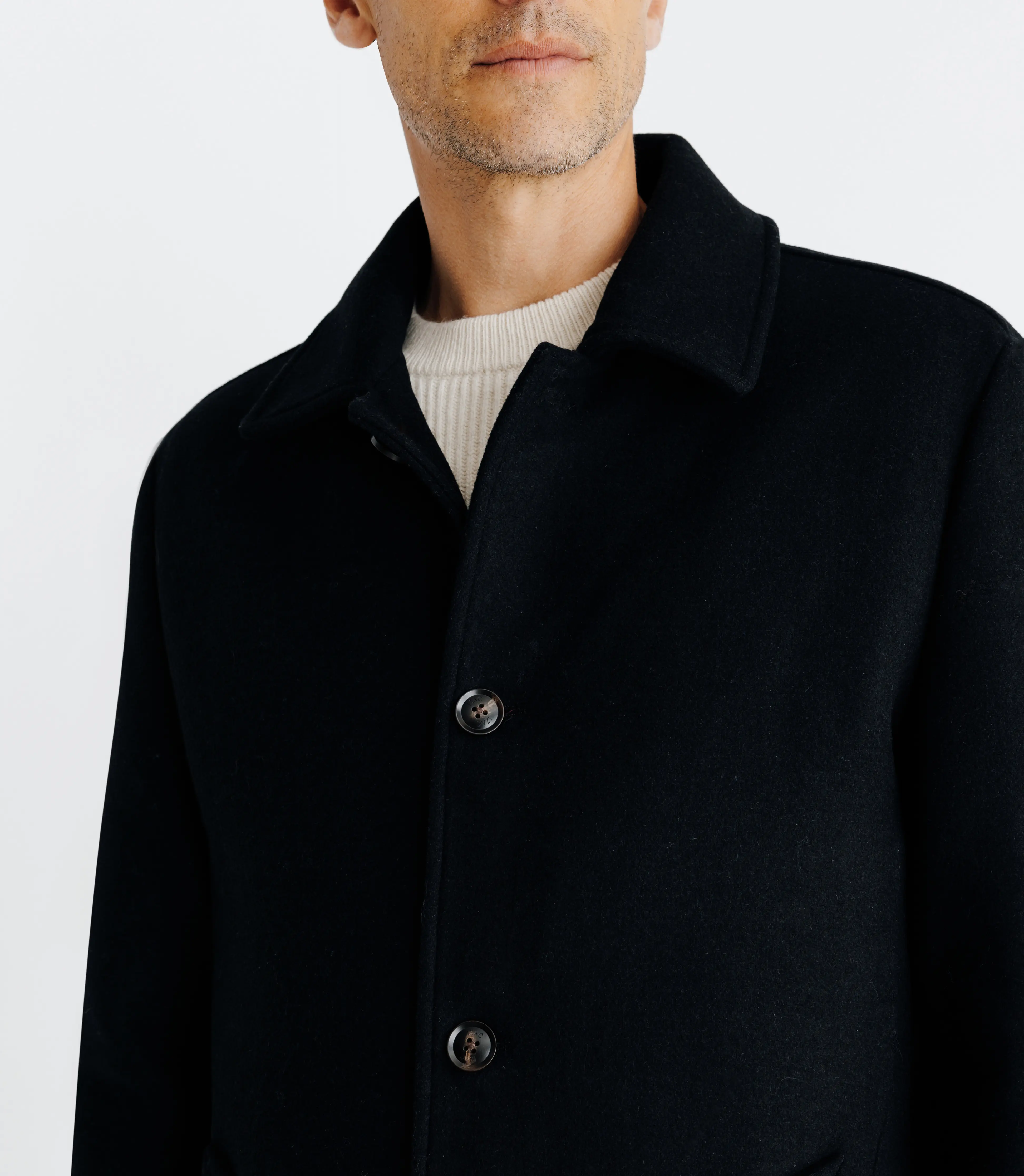 Manteau long droit noir - Image 3