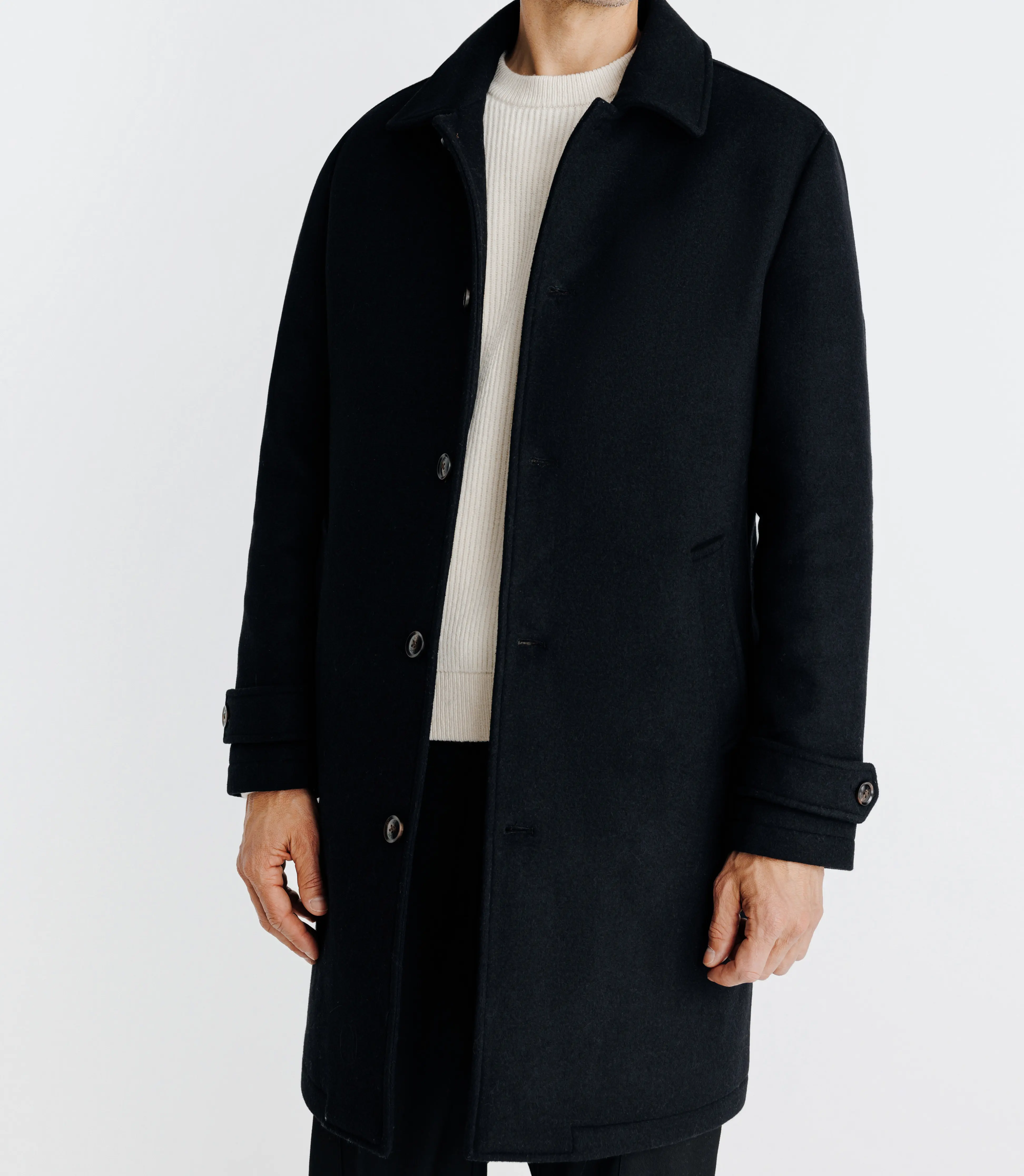 Manteau long droit noir - Image 4