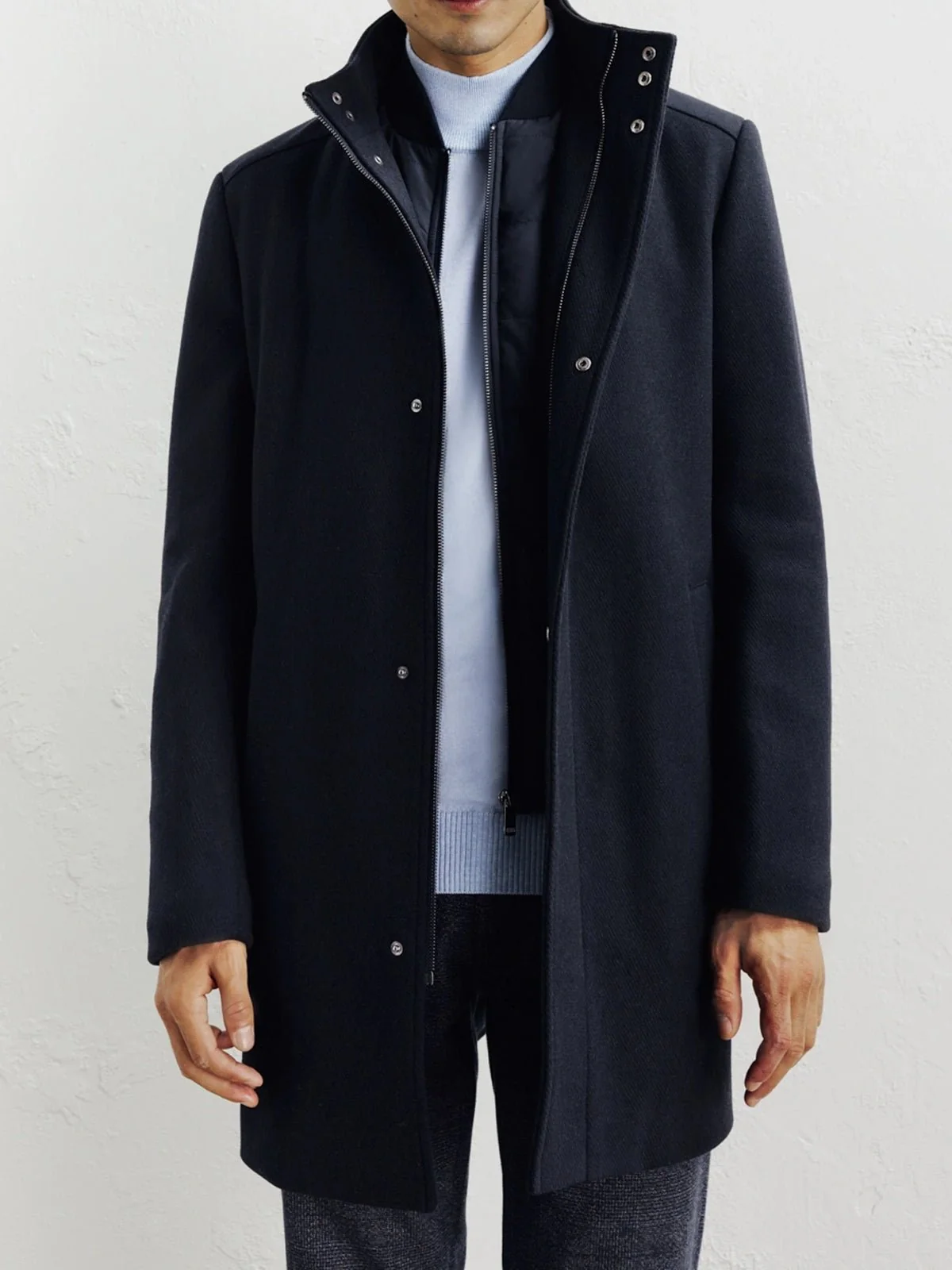 Manteau ville en laine marine