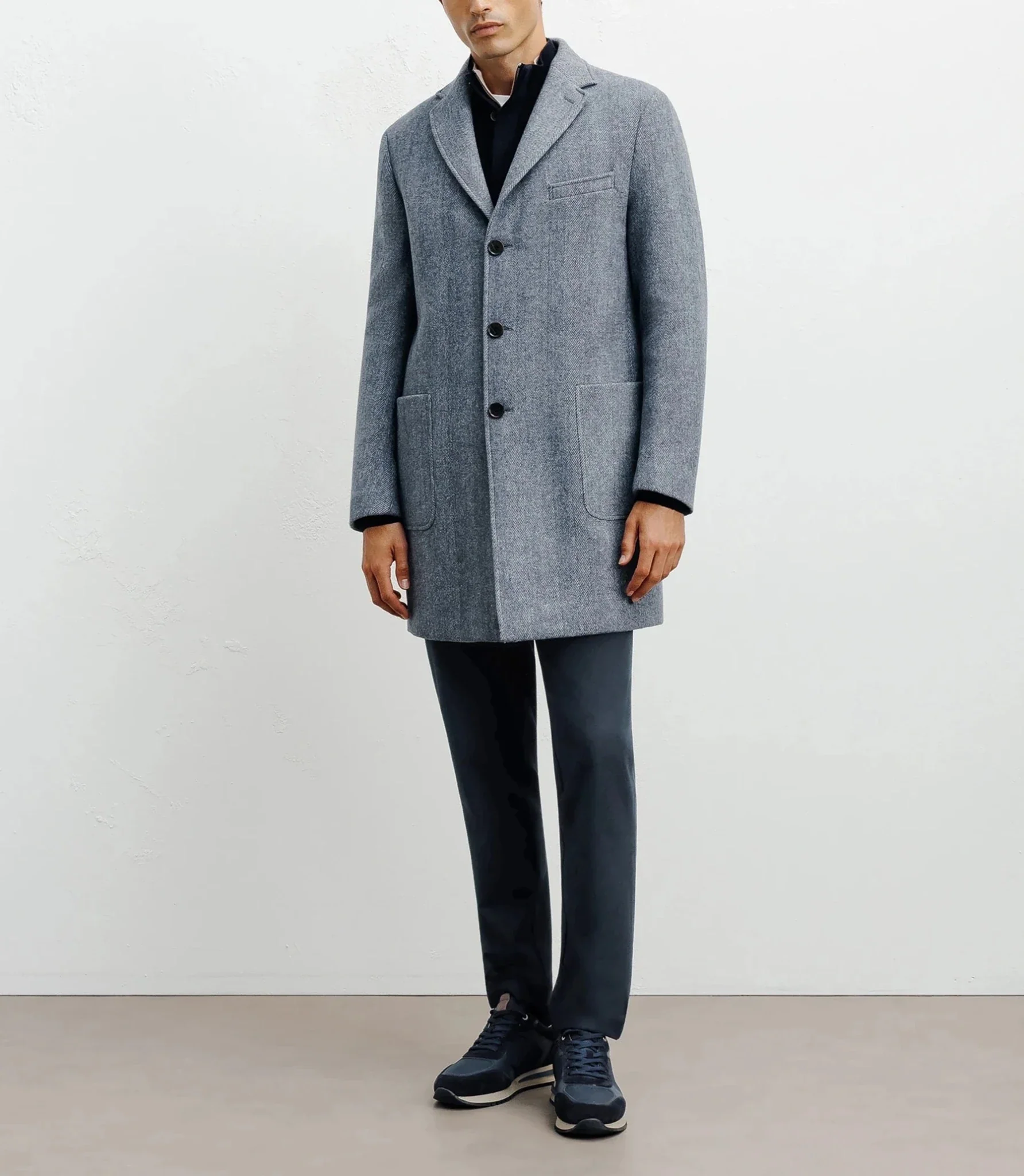 Manteau en laine avec boutons bleu - Image 3