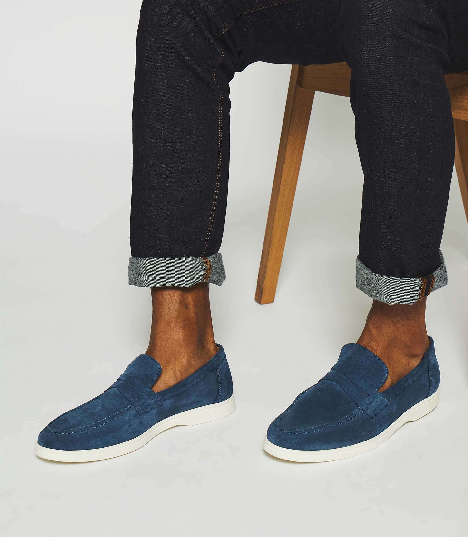 Mocassin en daim bleu EMILE