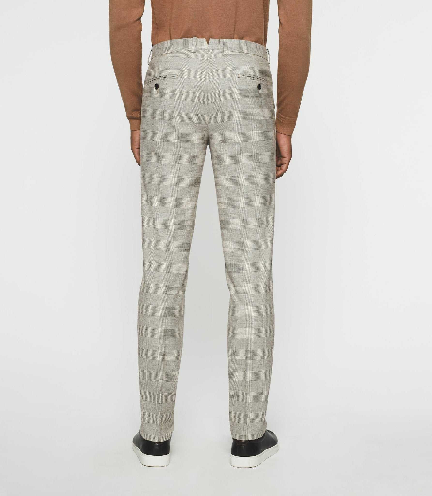 Pantalon à carreaux esprit Prince de Galles beige FSWING - Image 2