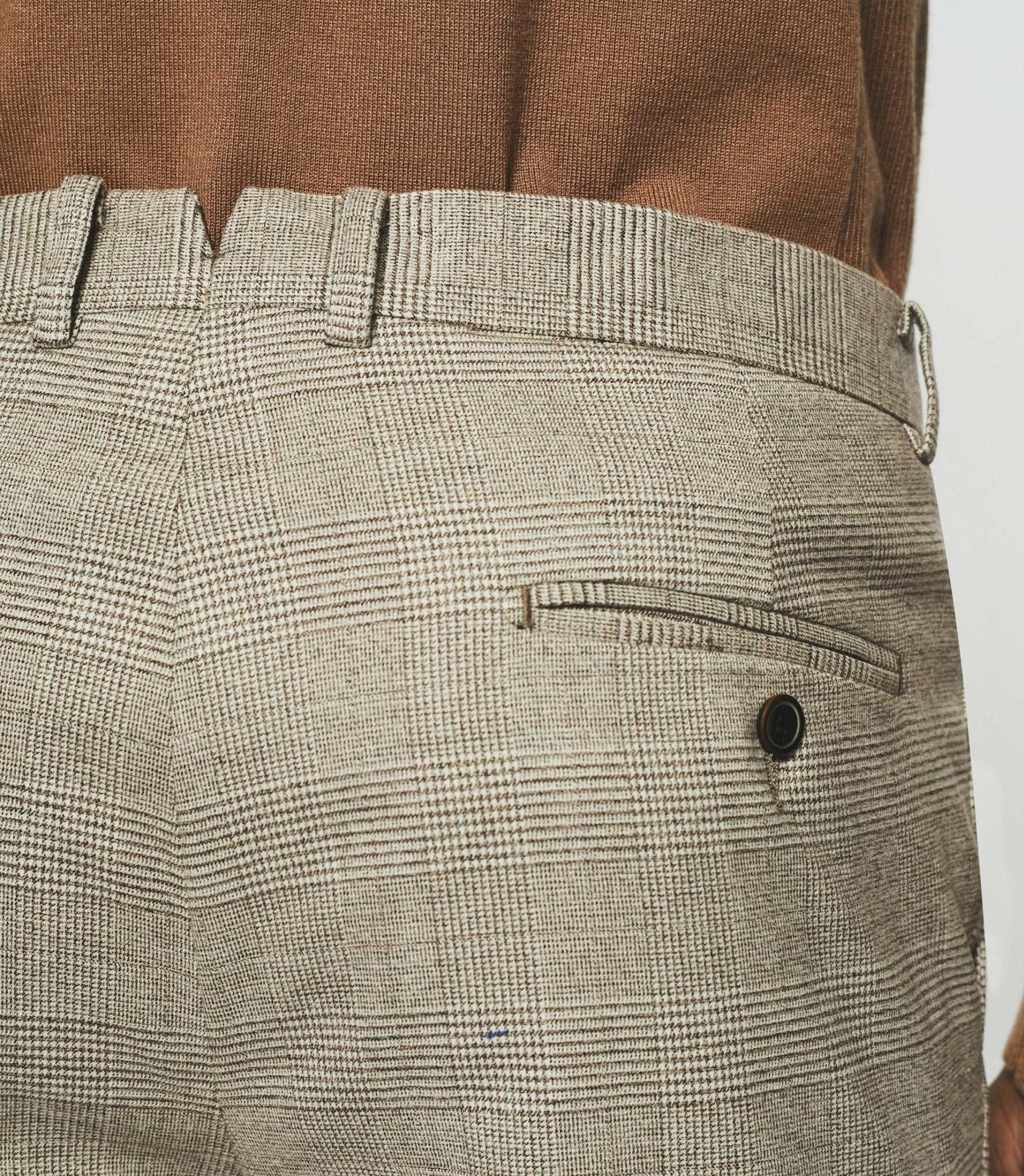 Pantalon à carreaux esprit Prince de Galles beige FSWING - Image 4