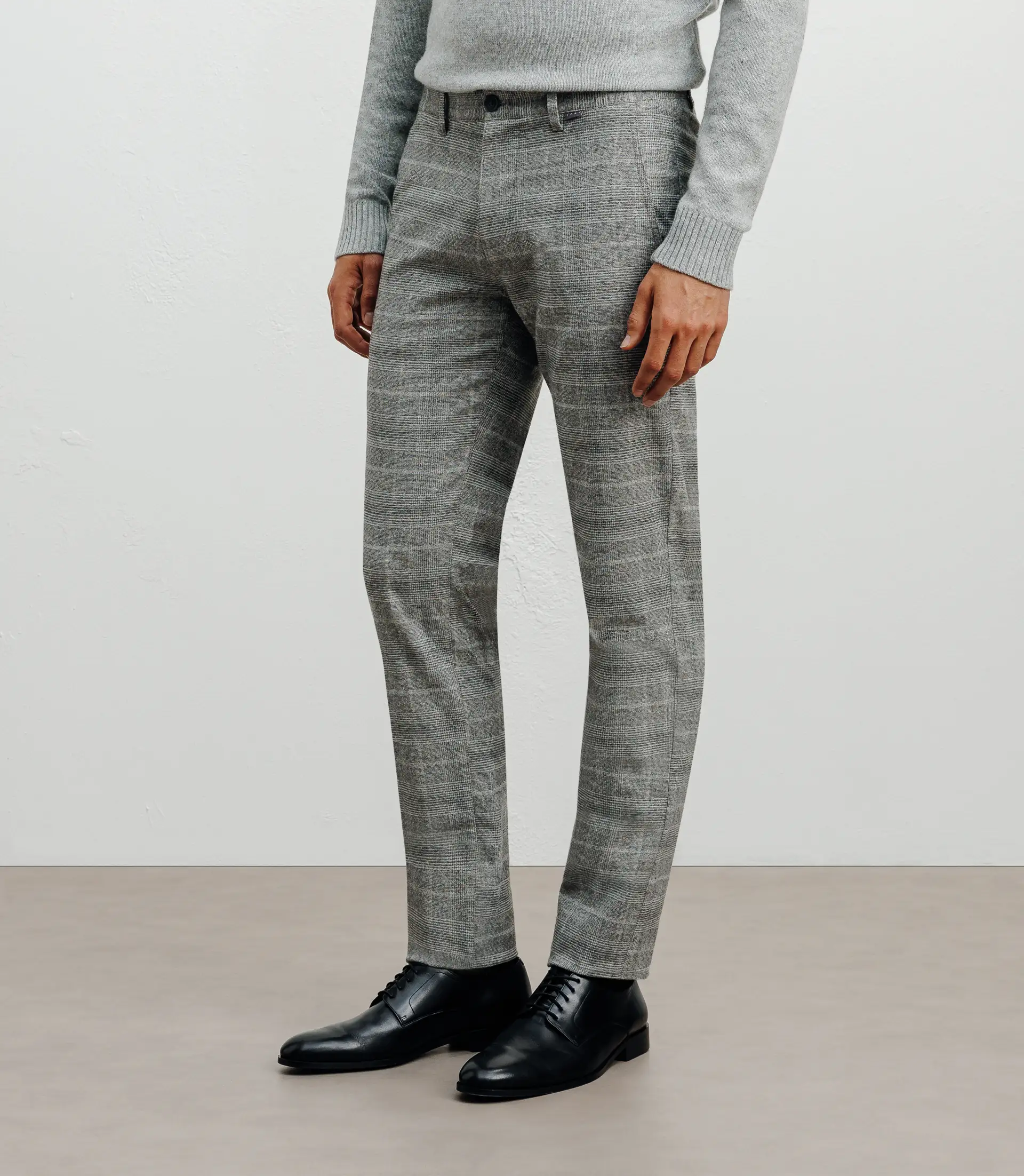 Pantalon carreaux gris chiné