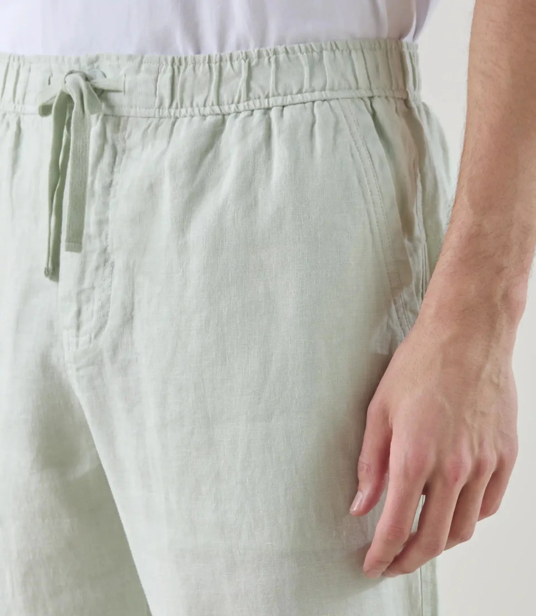 Pantalon casual 100% lin vert clair - Image 2