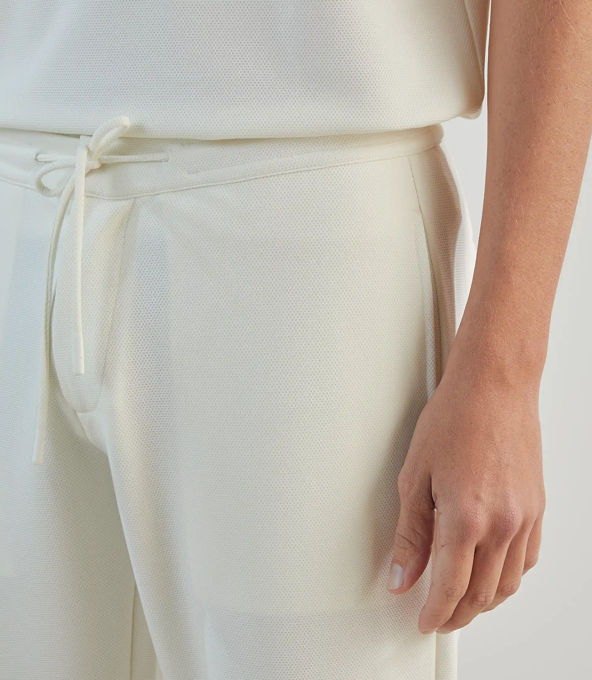Pantalon casual en maille écru - Image 3
