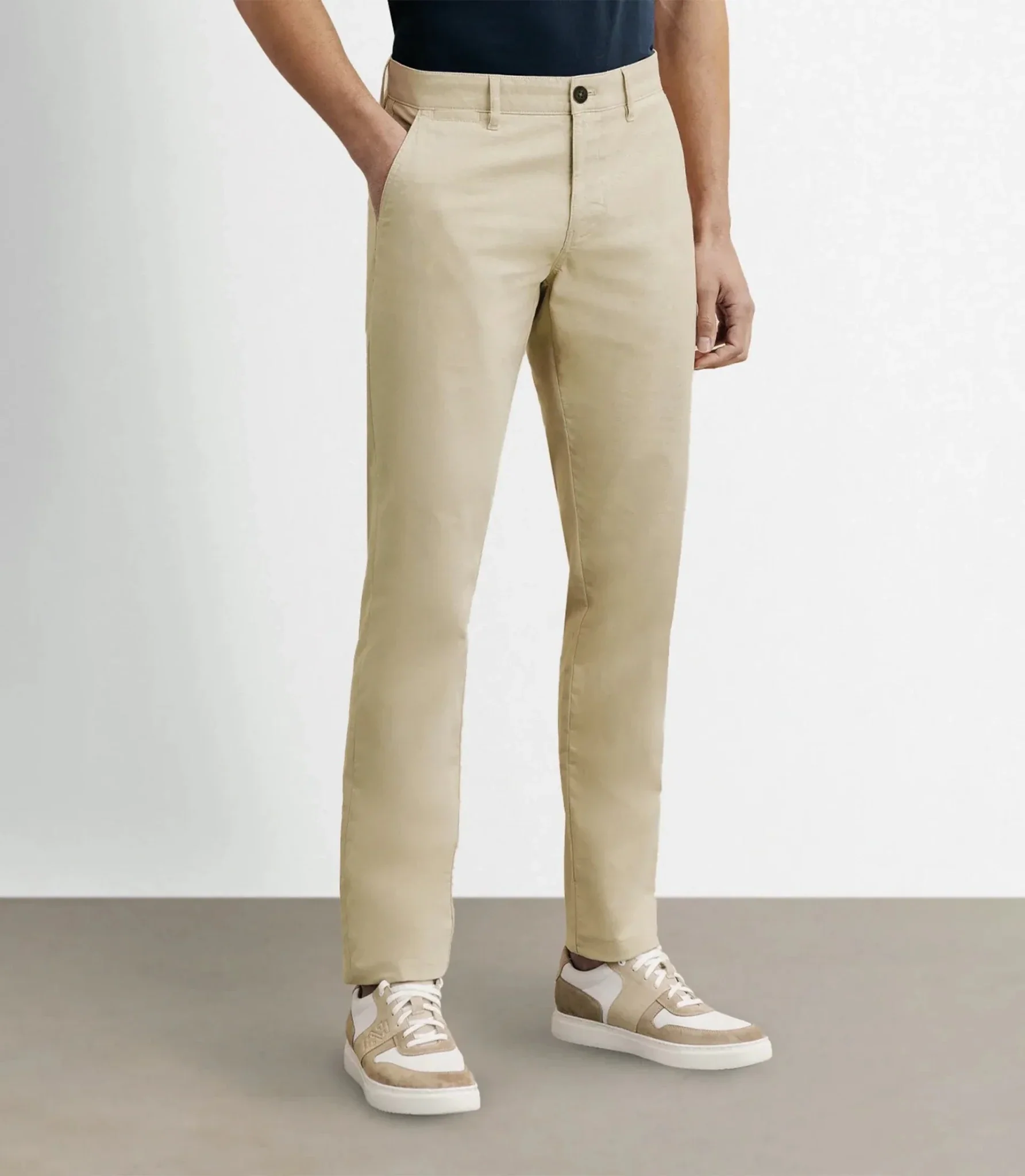 Pantalon coton stretch beige
