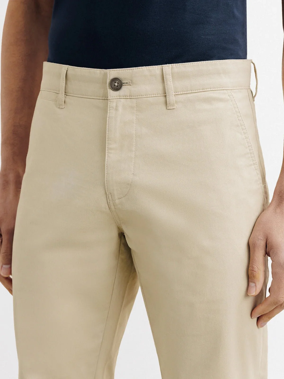 Pantalon coton stretch beige fonce - Image 2
