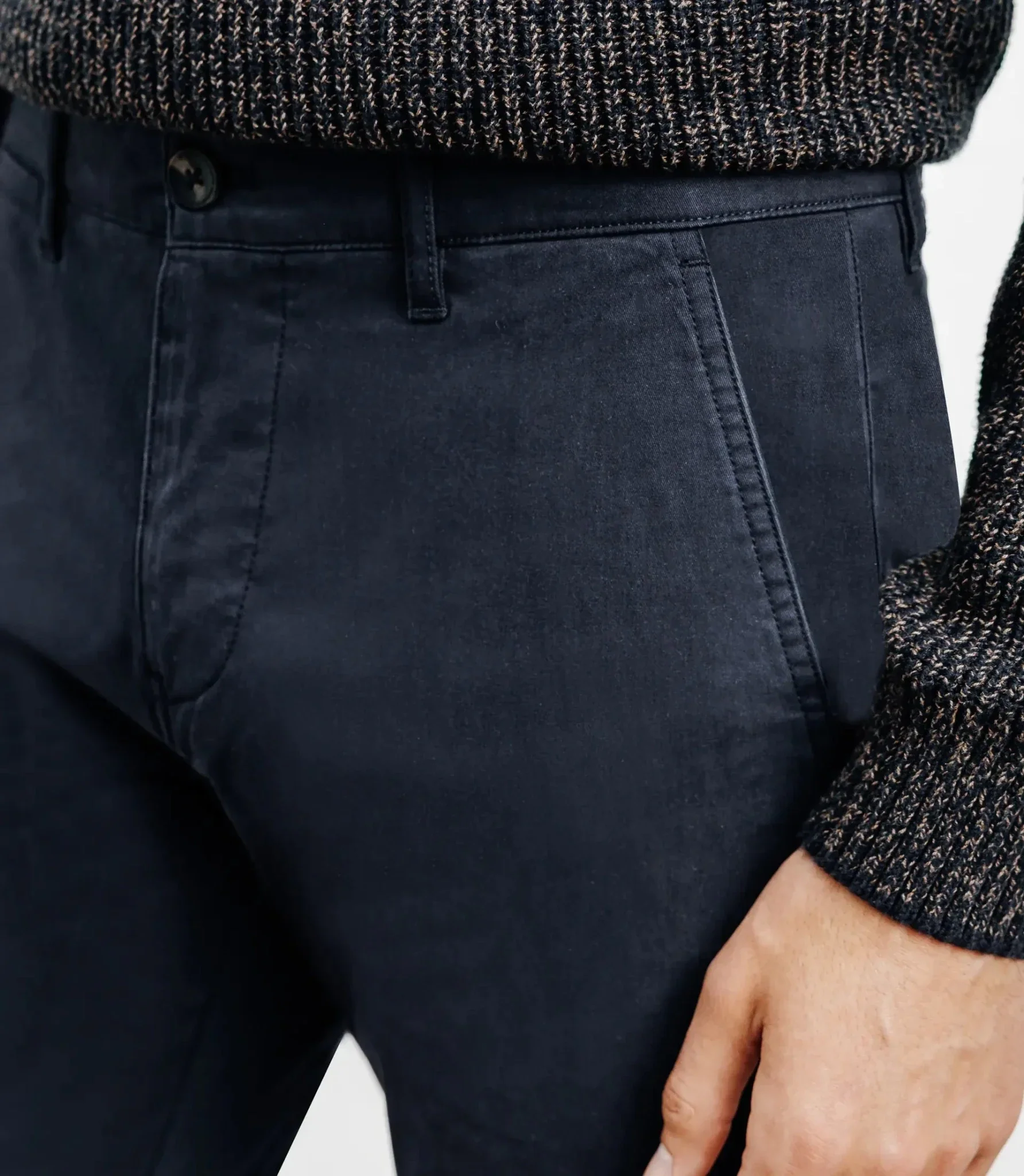 Pantalon coton stretch marine - Image 2