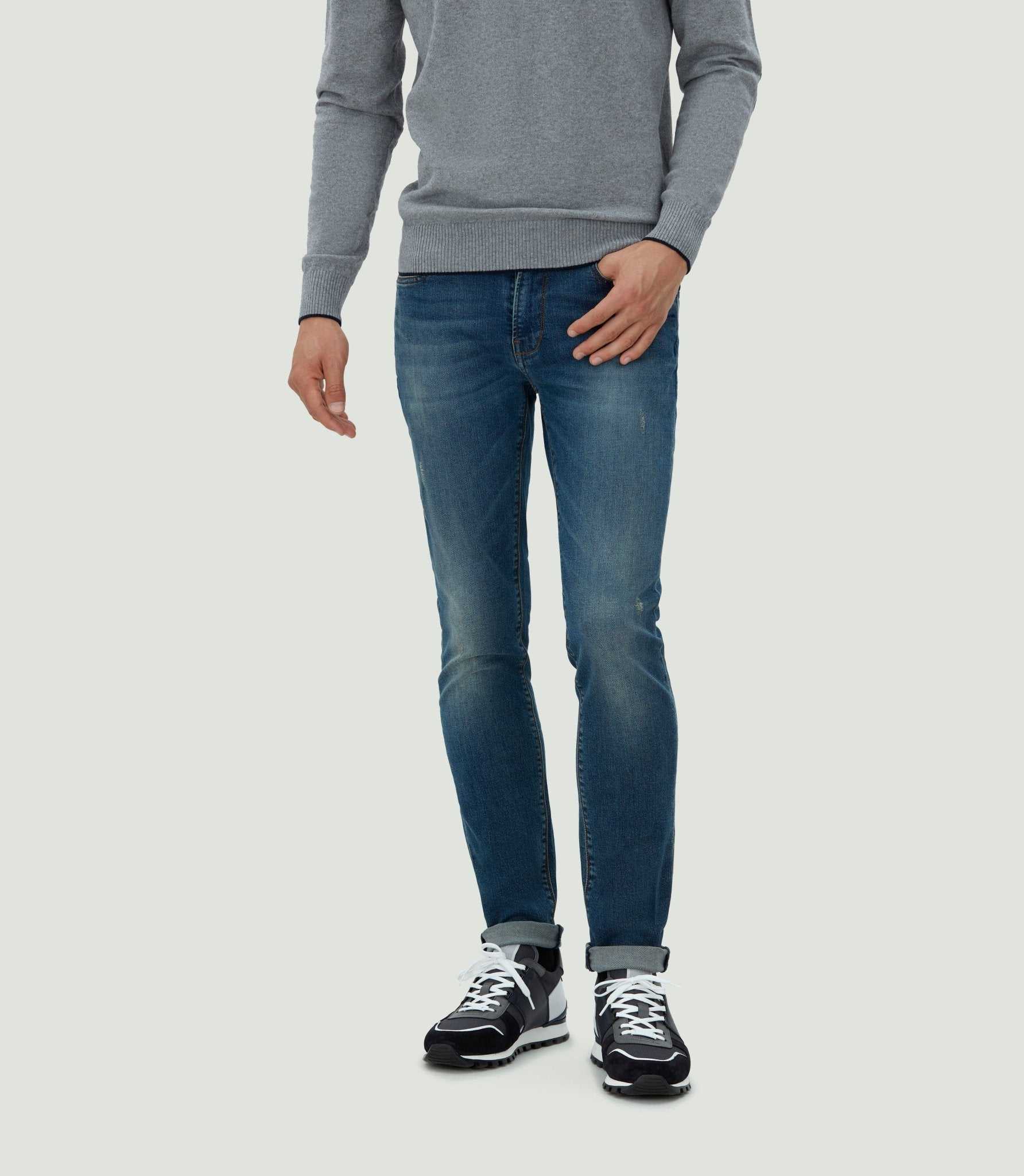 Jean effet usé bleu moyen "Raphael"