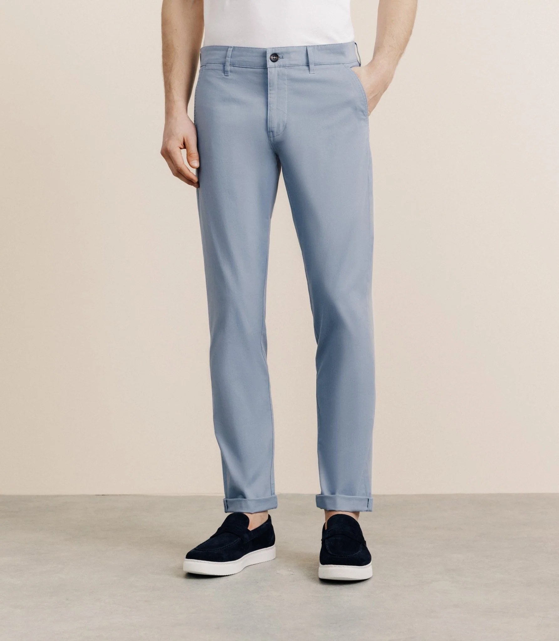 Pantalon en coton stretch indigo clair
