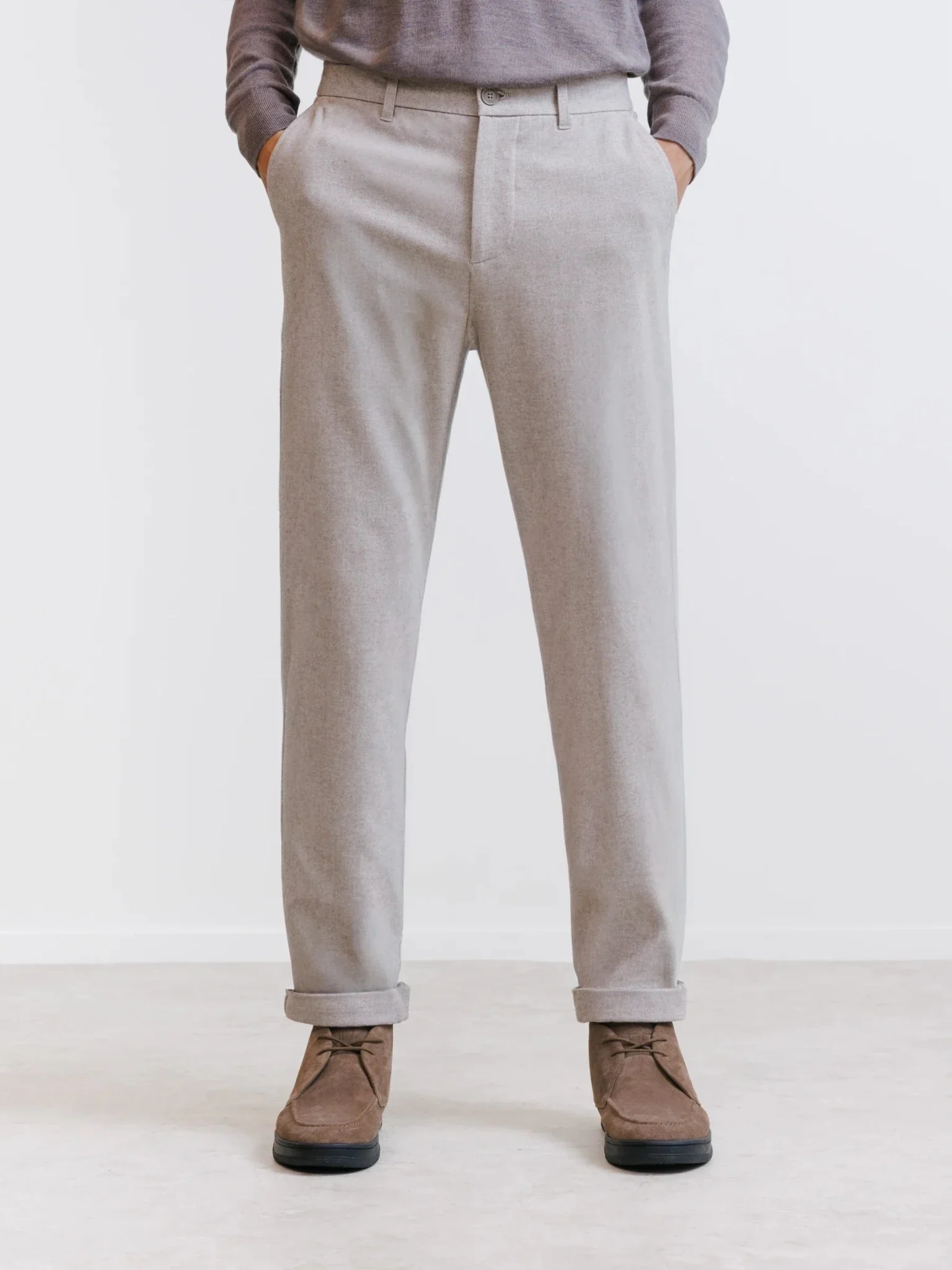 Pantalon flanelle beige clair