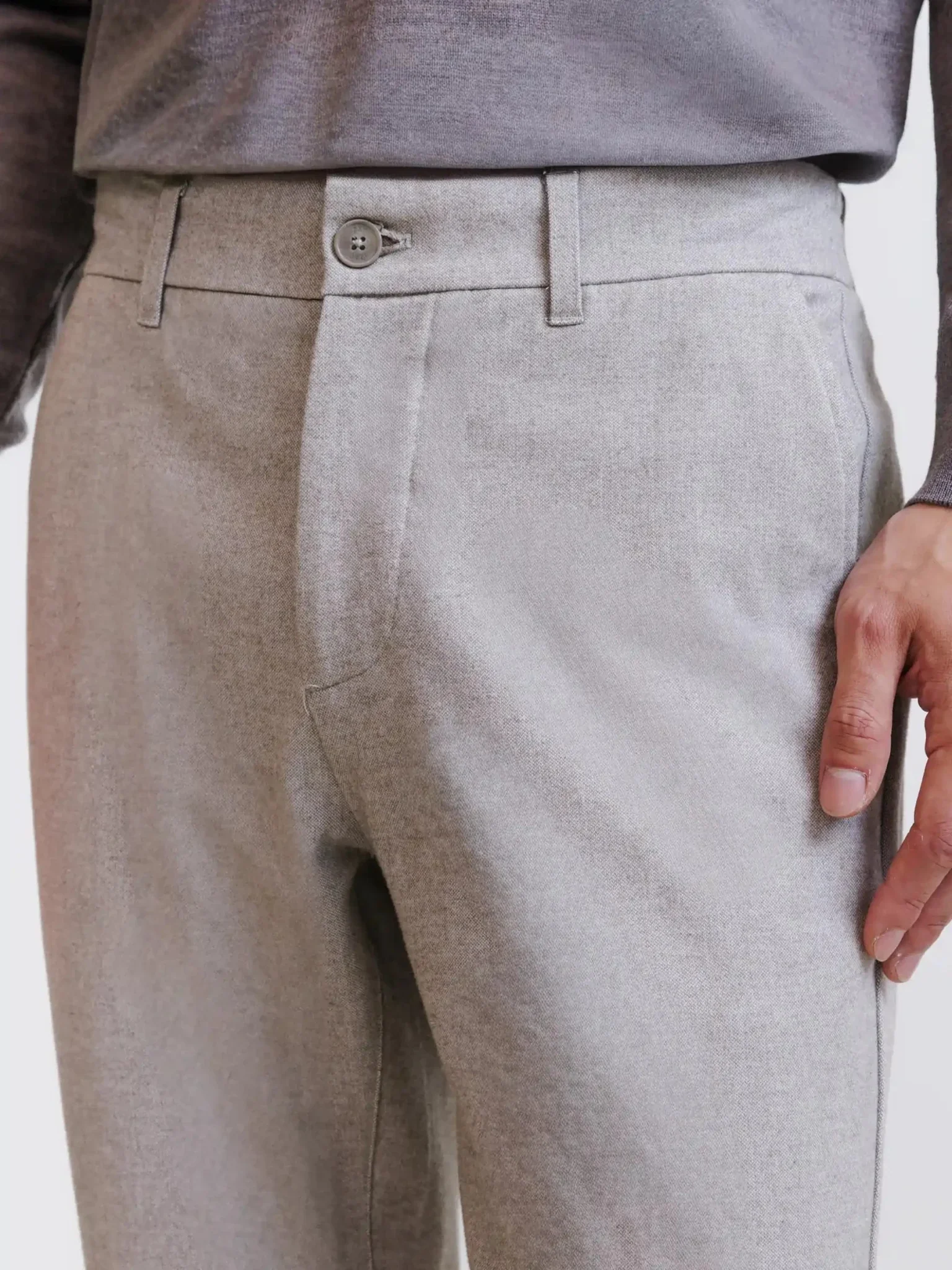 Pantalon flanelle beige clair - Image 2