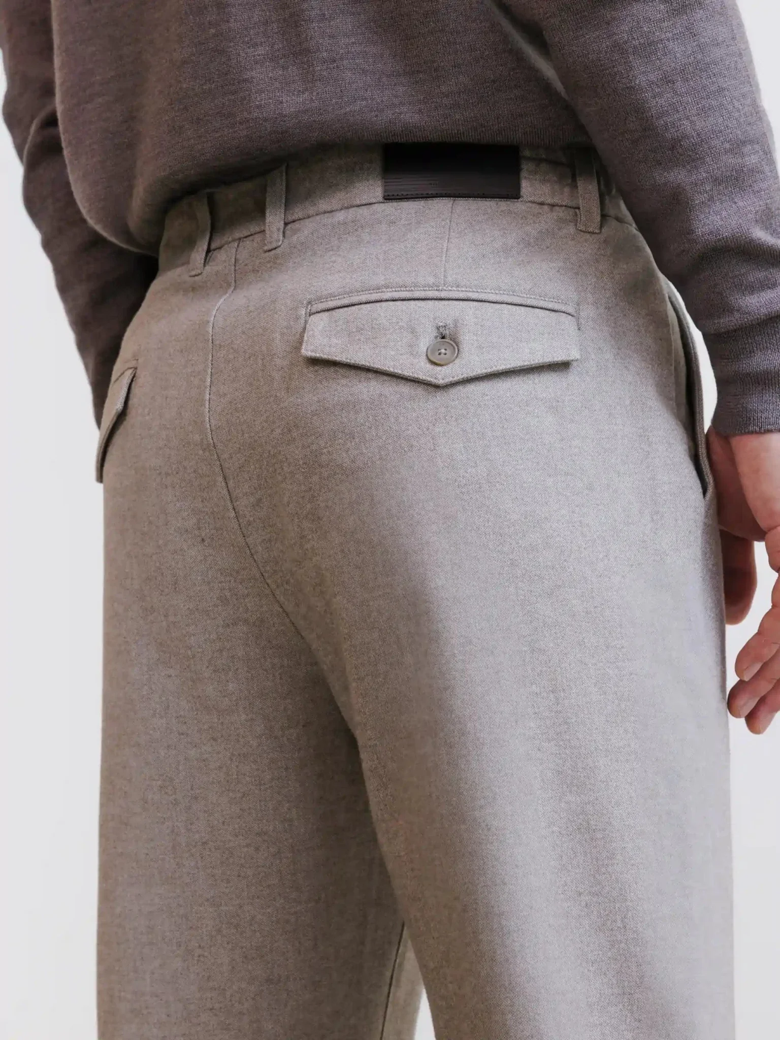 Pantalon flanelle beige clair - Image 3