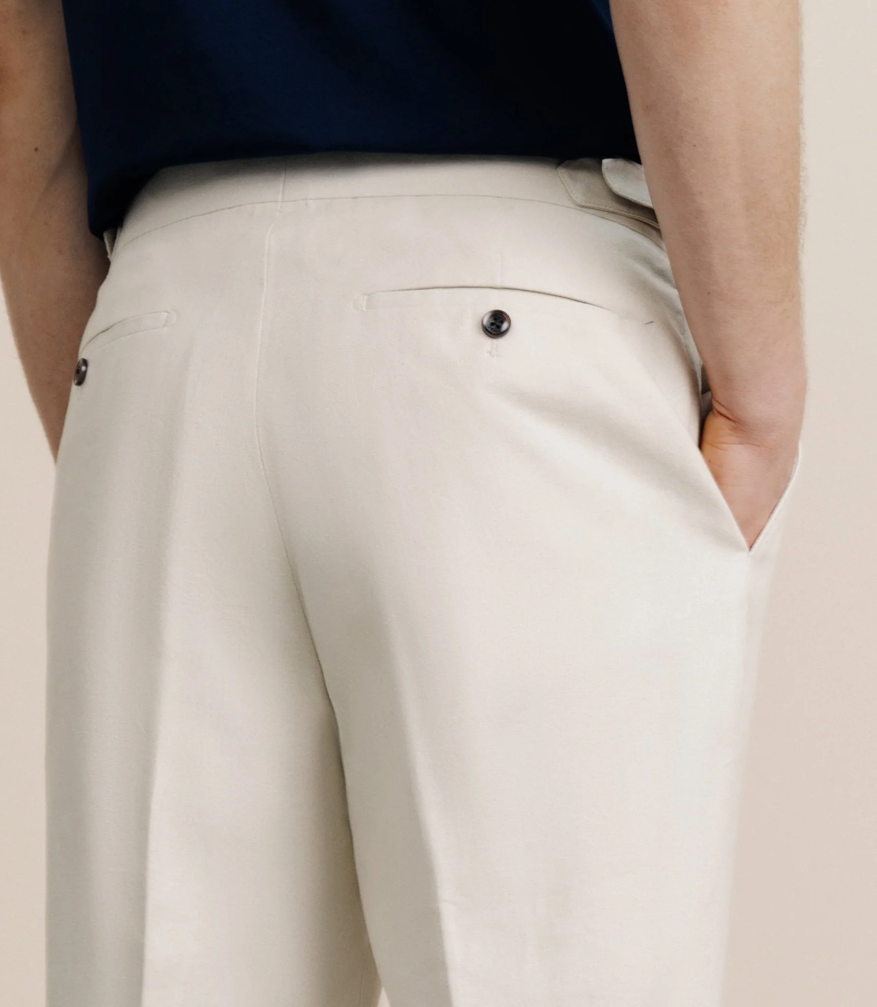 Pantalon taille mi-haute beige - Image 4