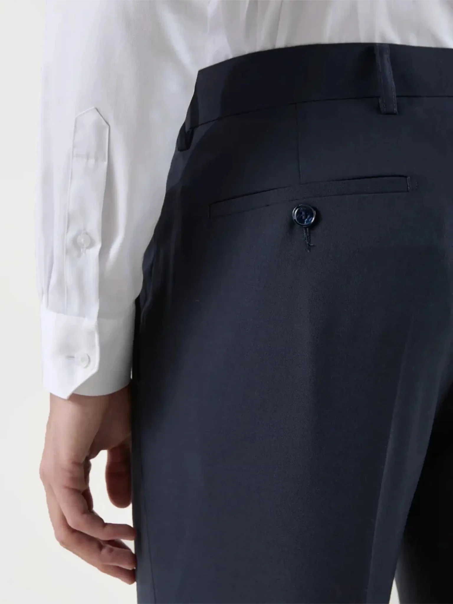 Pantalon ville 100% laine bleu marine - Image 3
