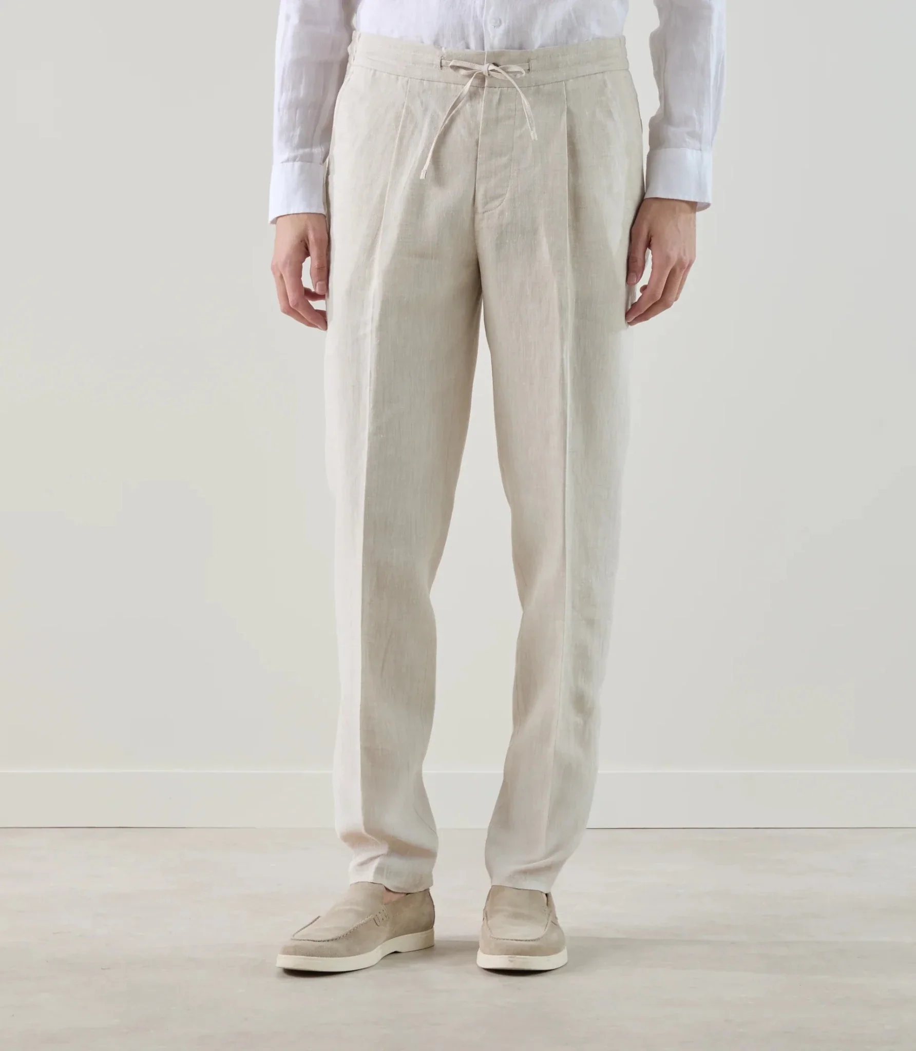 Pantalon ville 100 % lin beige