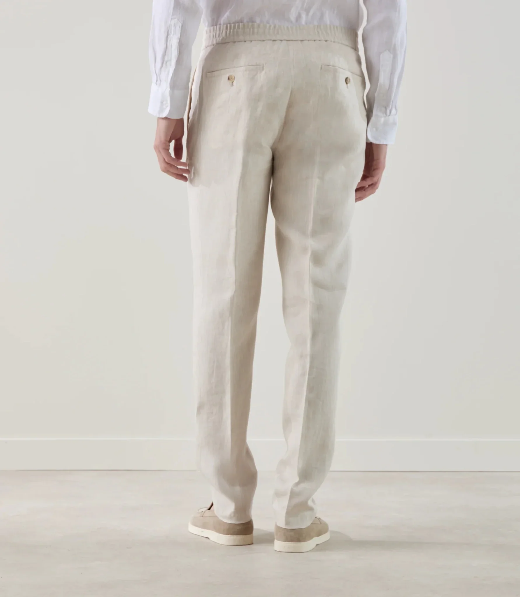 Pantalon ville 100 % lin beige - Image 4