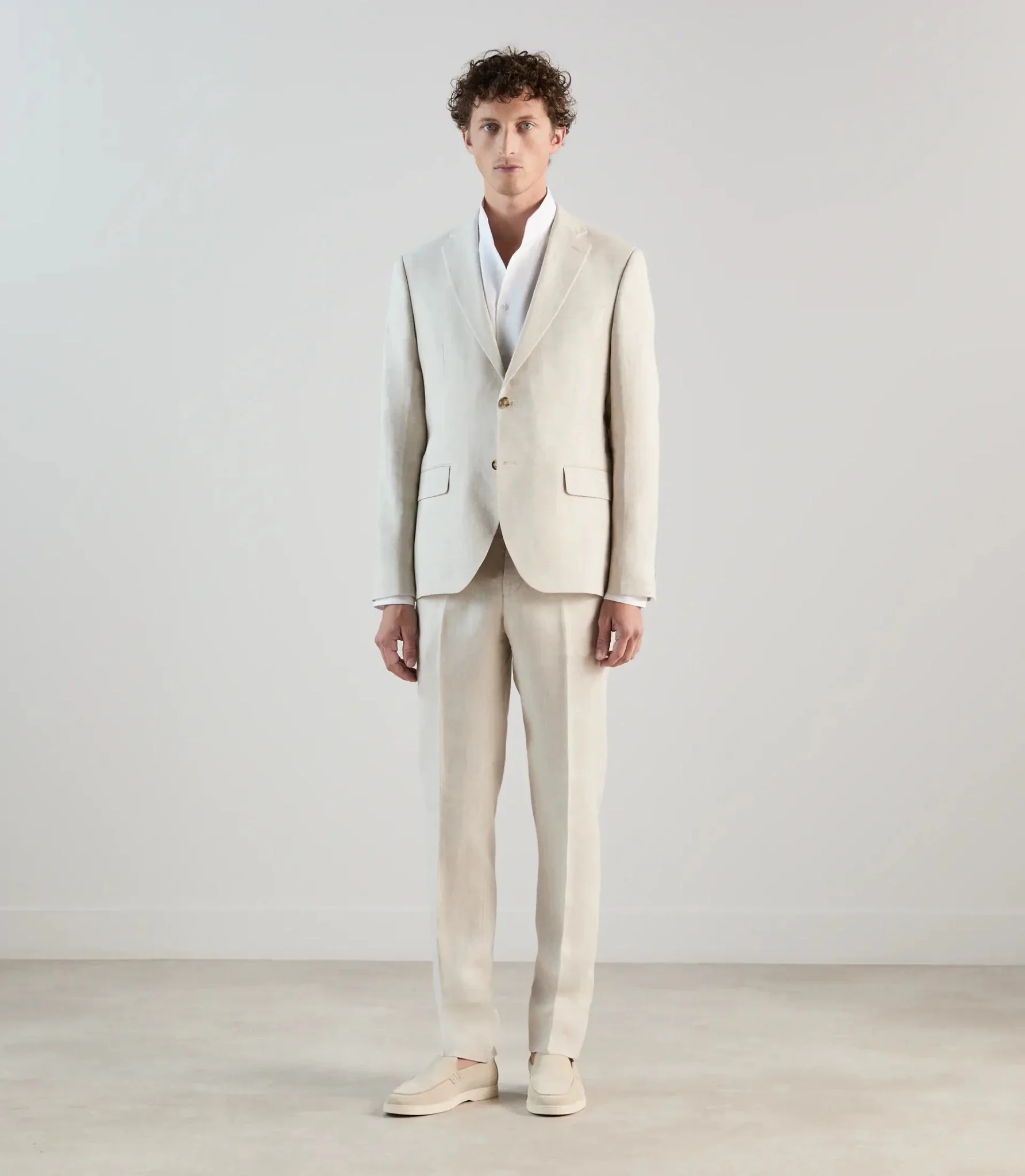 Pantalon ville 100% lin beige - Image 5