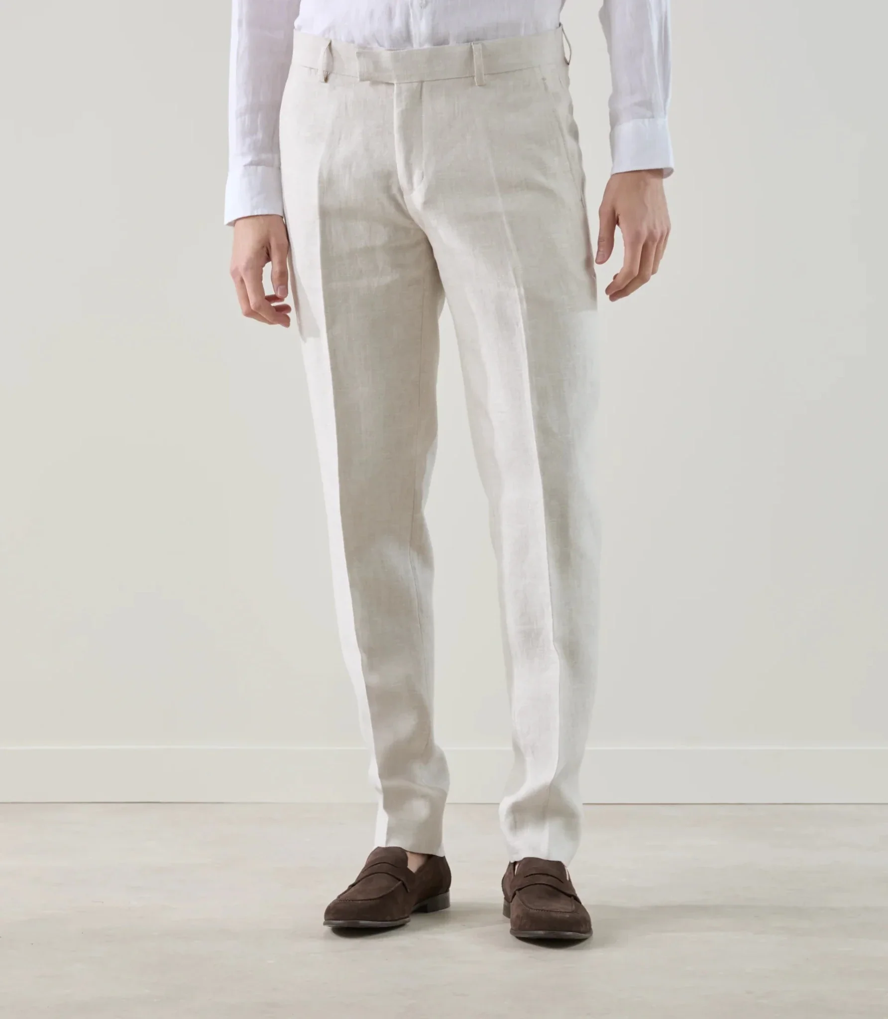Pantalon ville 100% lin beige clair