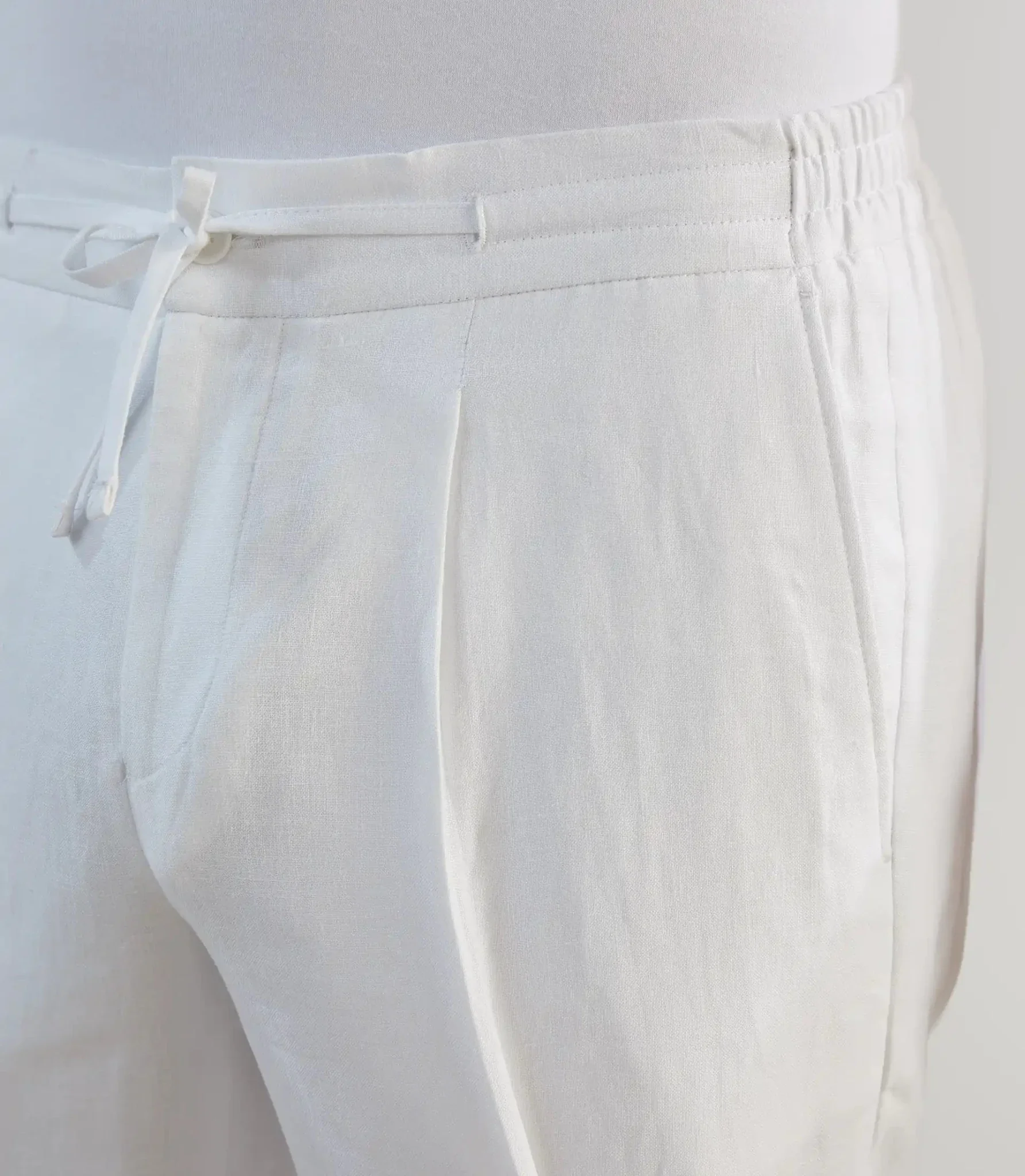 Pantalon ville 100 % lin blanc - Image 2