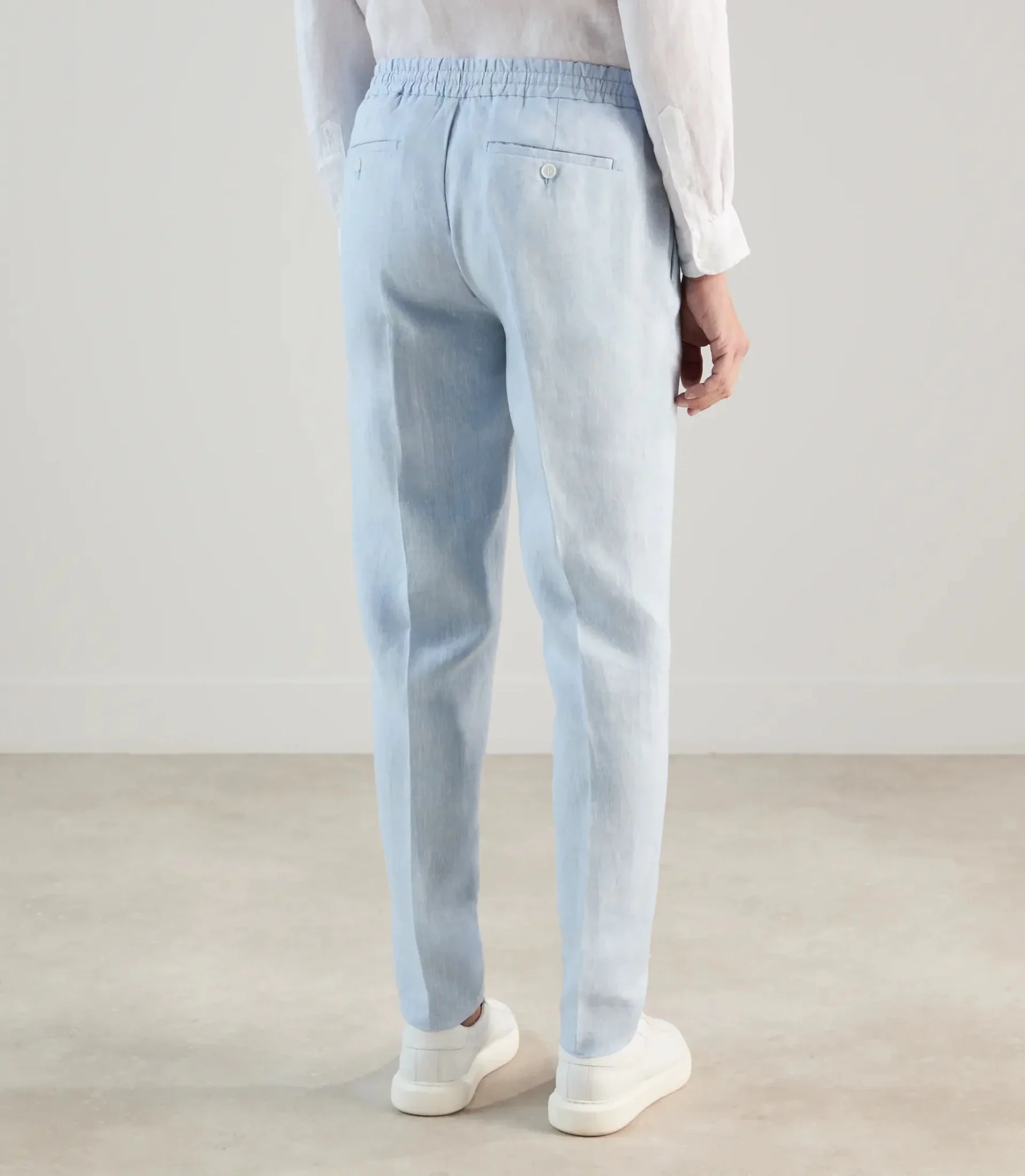 Pantalon ville 100 % lin bleu ciel - Image 4