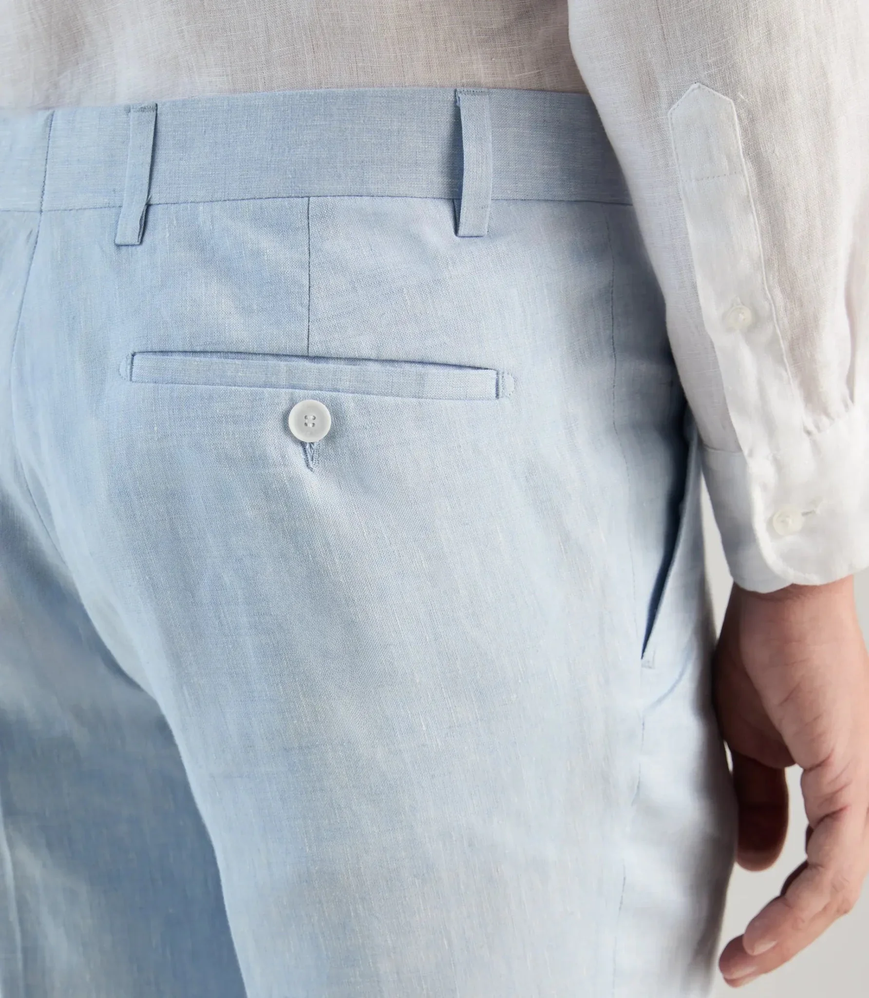Pantalon ville 100% lin bleu ciel - Image 3