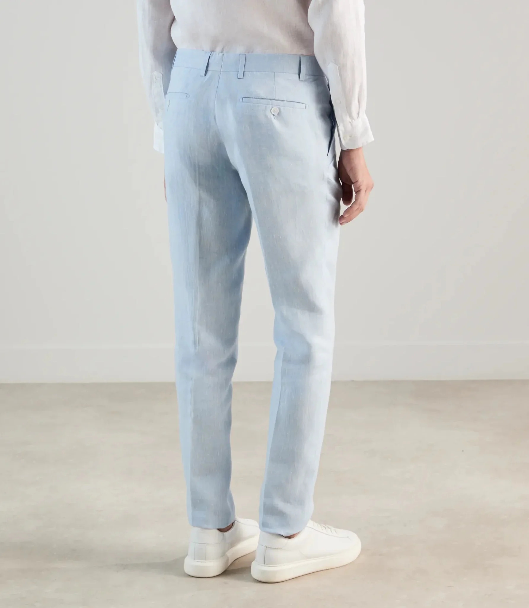 Pantalon ville 100% lin bleu ciel - Image 4