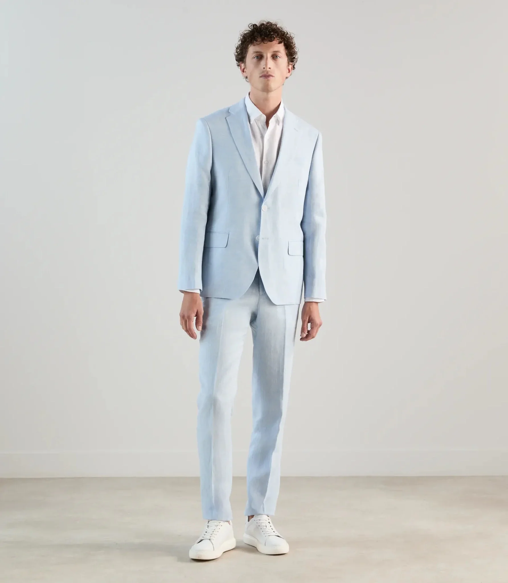 Pantalon ville 100% lin bleu ciel - Image 5