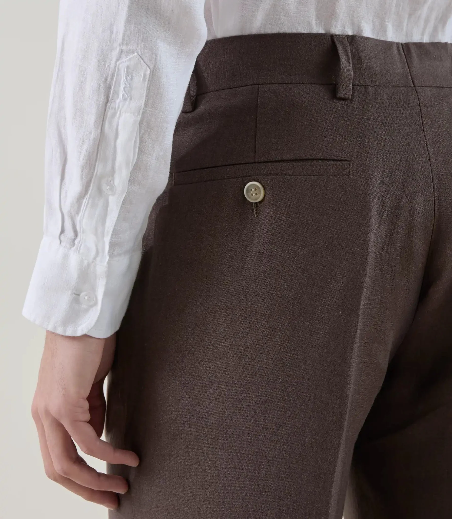 Pantalon ville 100% lin marron - Image 3