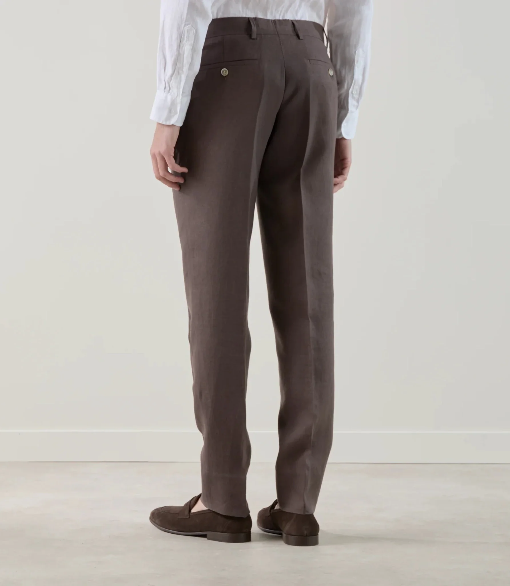 Pantalon ville 100% lin marron - Image 4