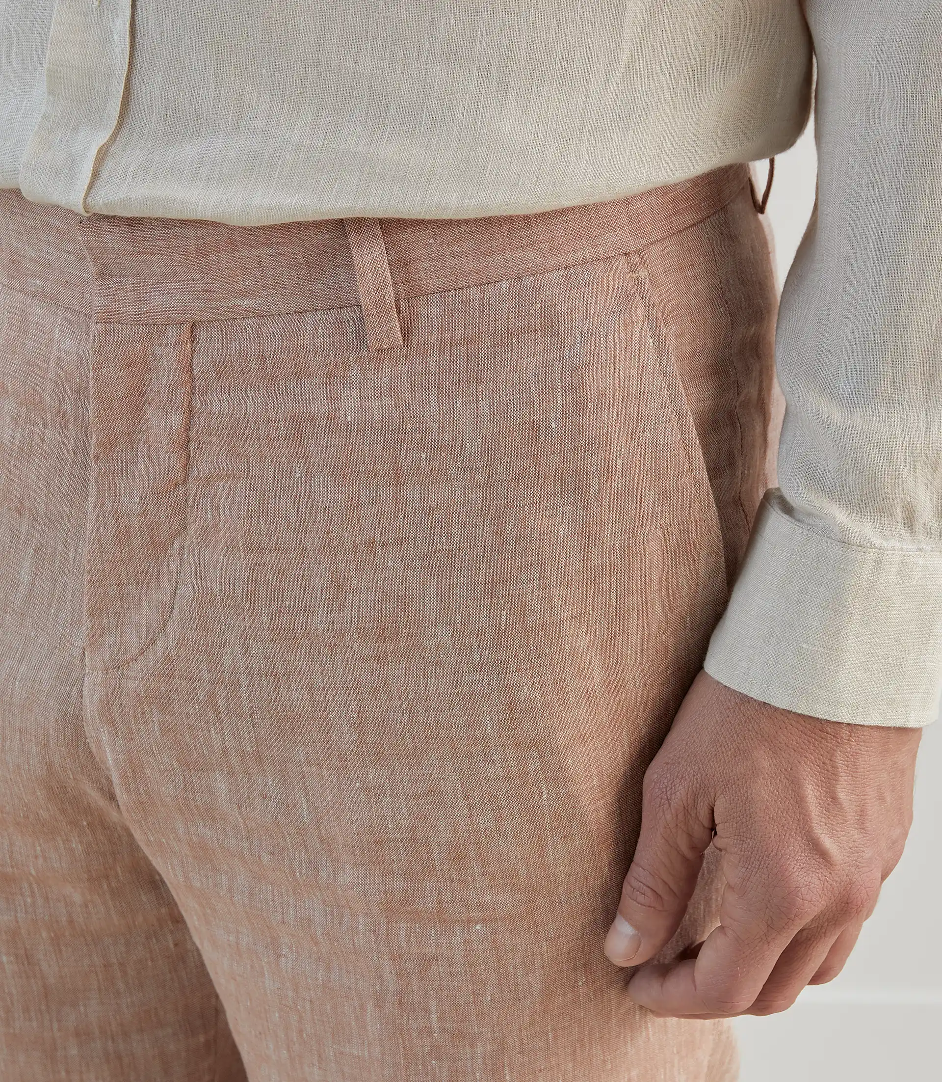 Pantalon ville 100% lin orange - Image 2