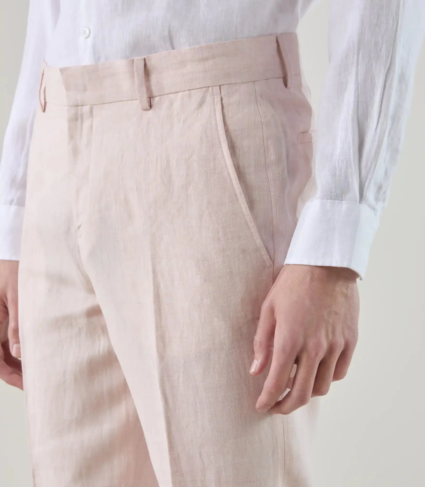 Pantalon ville 100% lin rose - Image 2