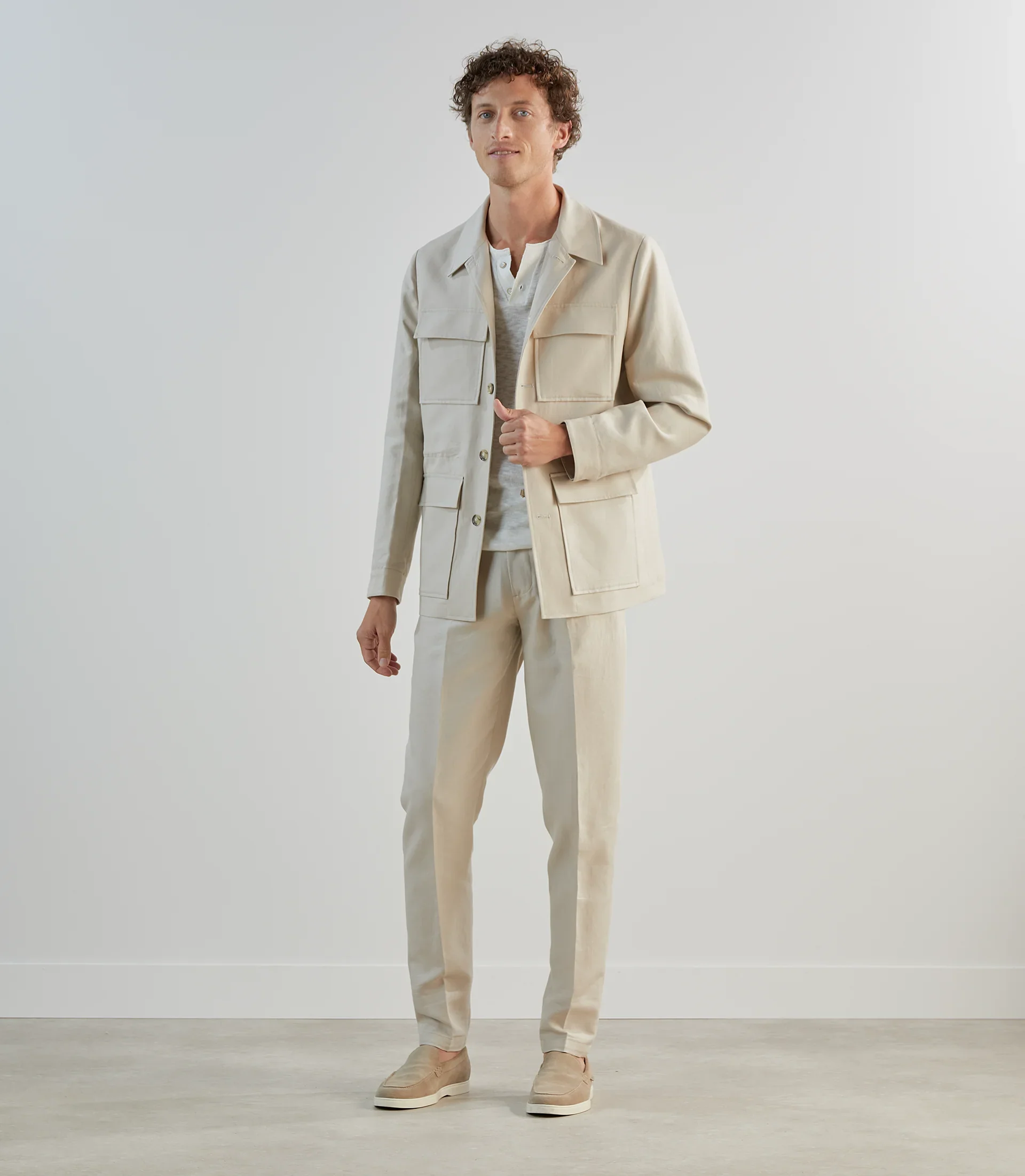 Pantalon casual avec cordon de serrage beige - Image 5