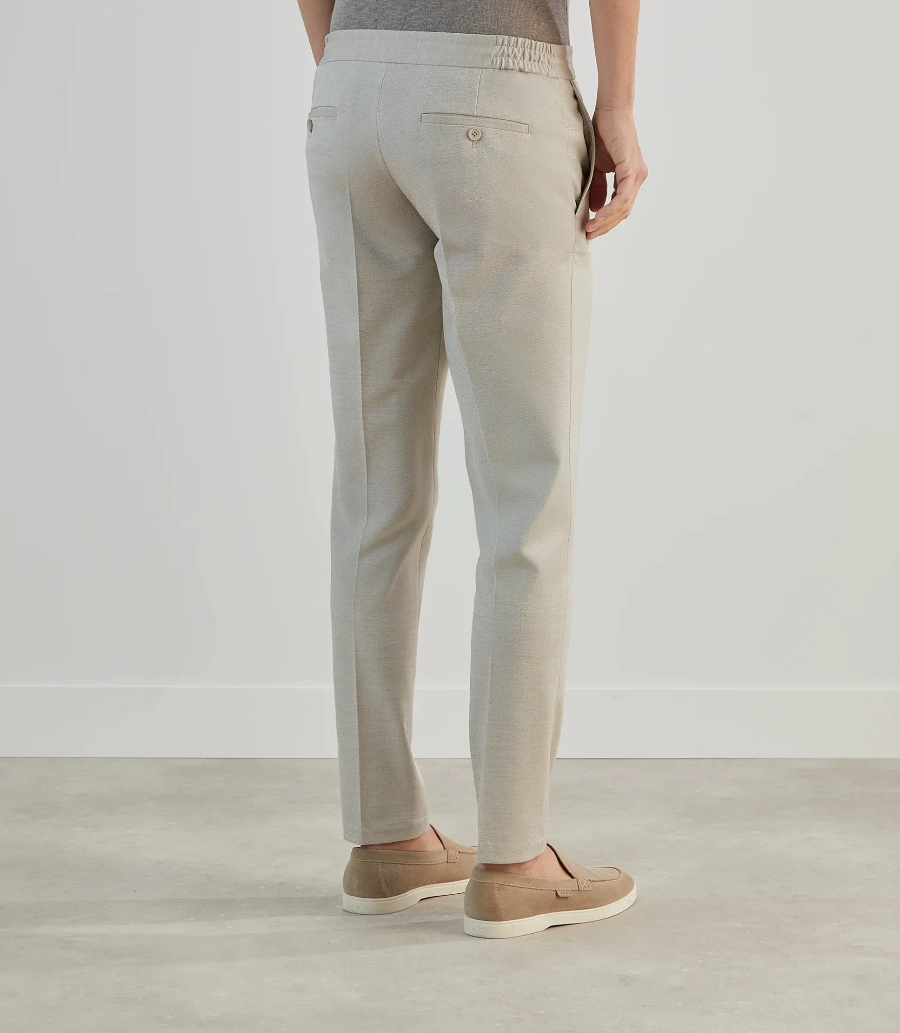 Pantalon ville avec cordon de serrage beige - Image 4