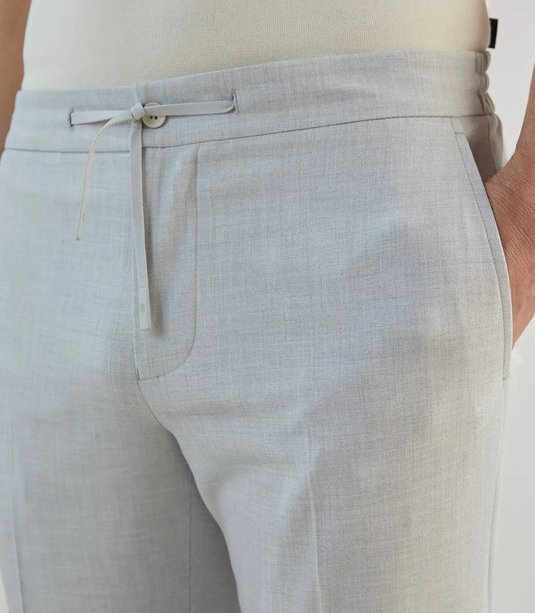 Pantalon ville avec cordon de serrage gris clair - Image 2